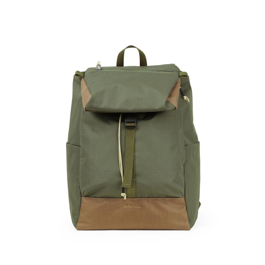 HELLOLULU Saro Utility Flap Backpack - Durable Molive Drab Tactical Backpack for Hiking, Travel & Outdoor Adventures