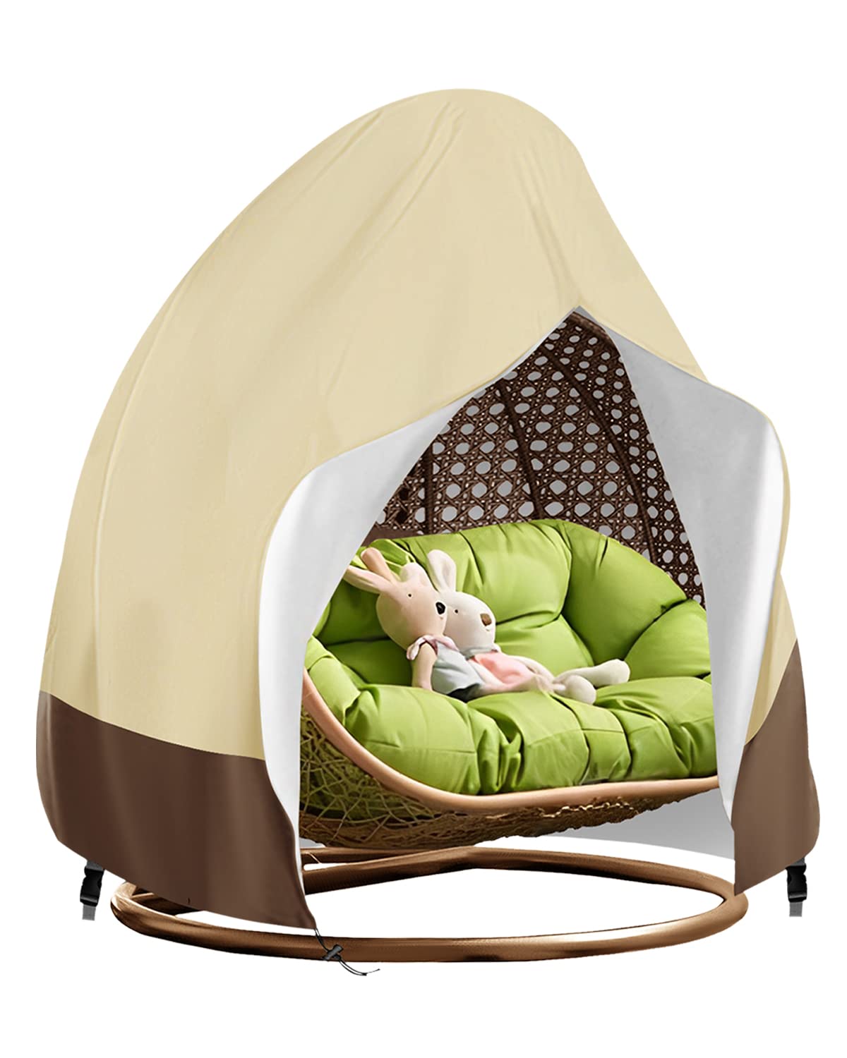 Uthem 420D Patio Hanging Egg Chair Cover - 91x80 Inches Waterproof Outdoor Swing Chair Cover for Double Egg Swing, Cocoon & Wicker Chairs - Perfect for Garden, Balcony and Backyard Relaxation
