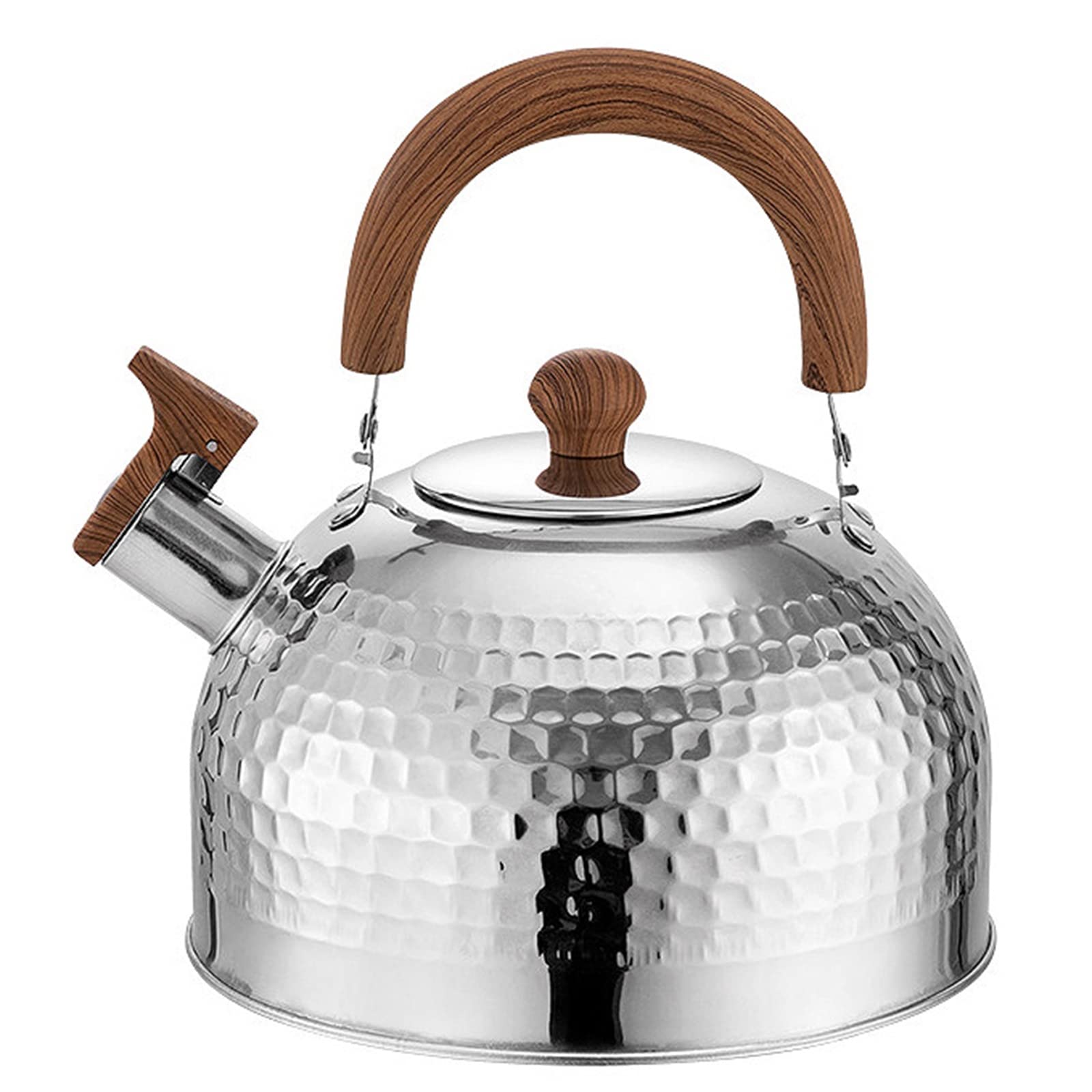 Premium Stainless Steel Whistling Tea Kettle - 4L Capacity, Ergonomic Foldable Handle, Stovetop Safe for Gas & Electric - Perfect for Brewing Tea, Coffee, Milk - Ideal for Home Kitchen, Office & Camping (Silver)
