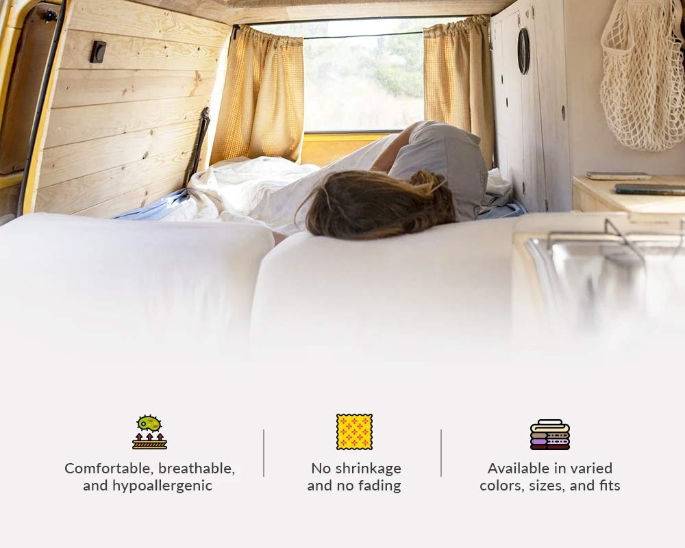 Premium 400 Thread Count 100% Egyptian Cotton RV Bunk Bed Sheets Set - Eastern King Size (76