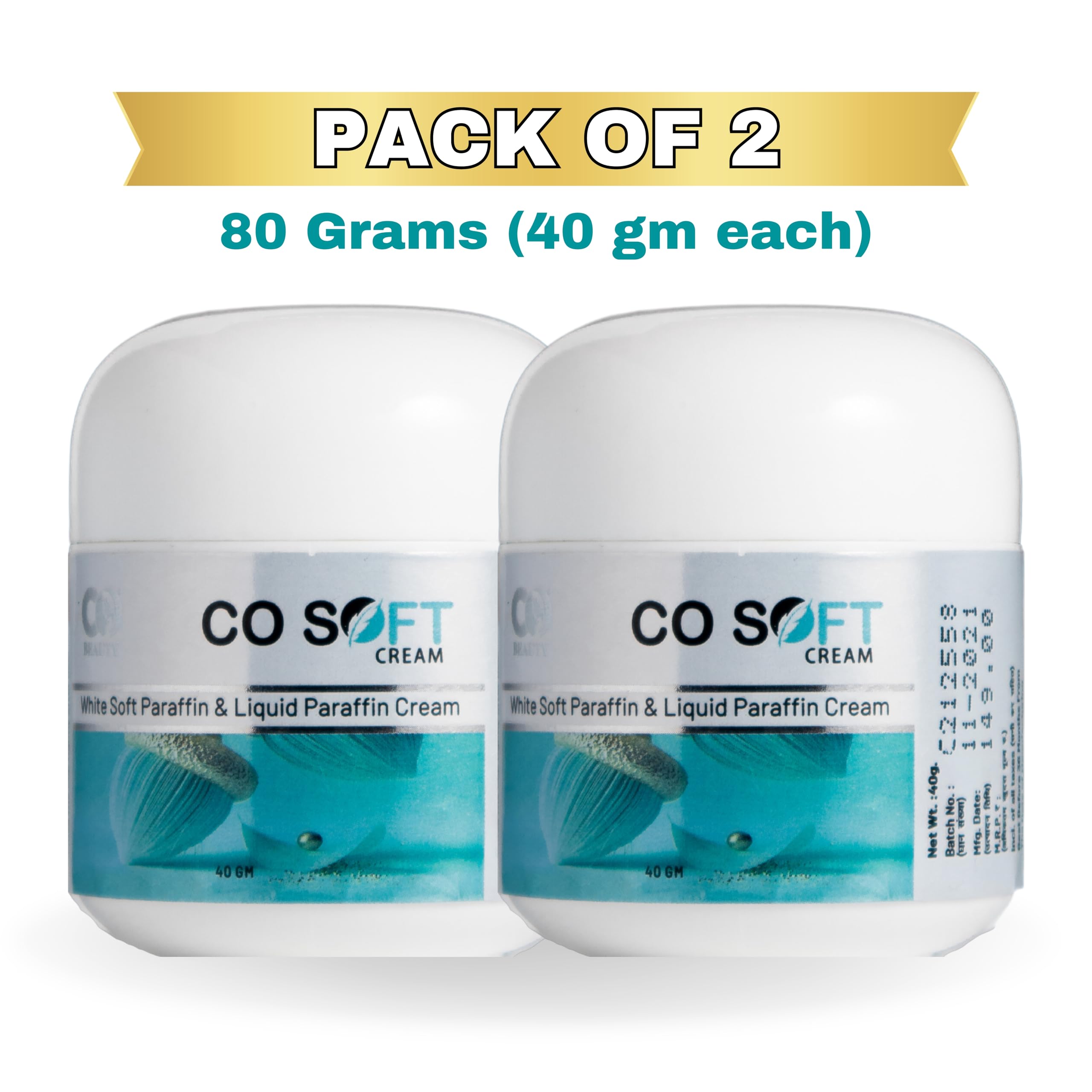 CO SOFT #1 Winter Moisturizing Cold Cream for Dry & Dehydrated Skin - White Soft Paraffin & Light Liquid Paraffin Cream - Pack of 2 (40 gm each) | Perfect for Night Care, Extreme Weather Protection & Daily Hydration