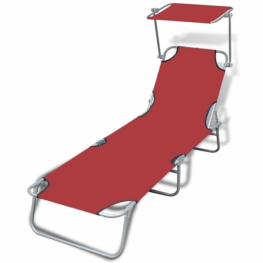 **Portable Folding Lounge Chair with Canopy - Lightweight Beach, Pool, Patio & Lawn Chaise Lounger for Outdoor Relaxation | Perfect for Sunbathing, Camping & Backyard Lounging**