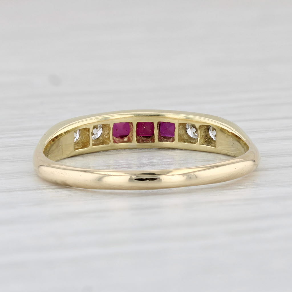 0.46ctw Ruby and Diamond Ring in 18k Yellow Gold - Stackable Wedding Band Size 8.5 - Perfect for Anniversary Gifts, Bridal Jewelry & Everyday Elegance