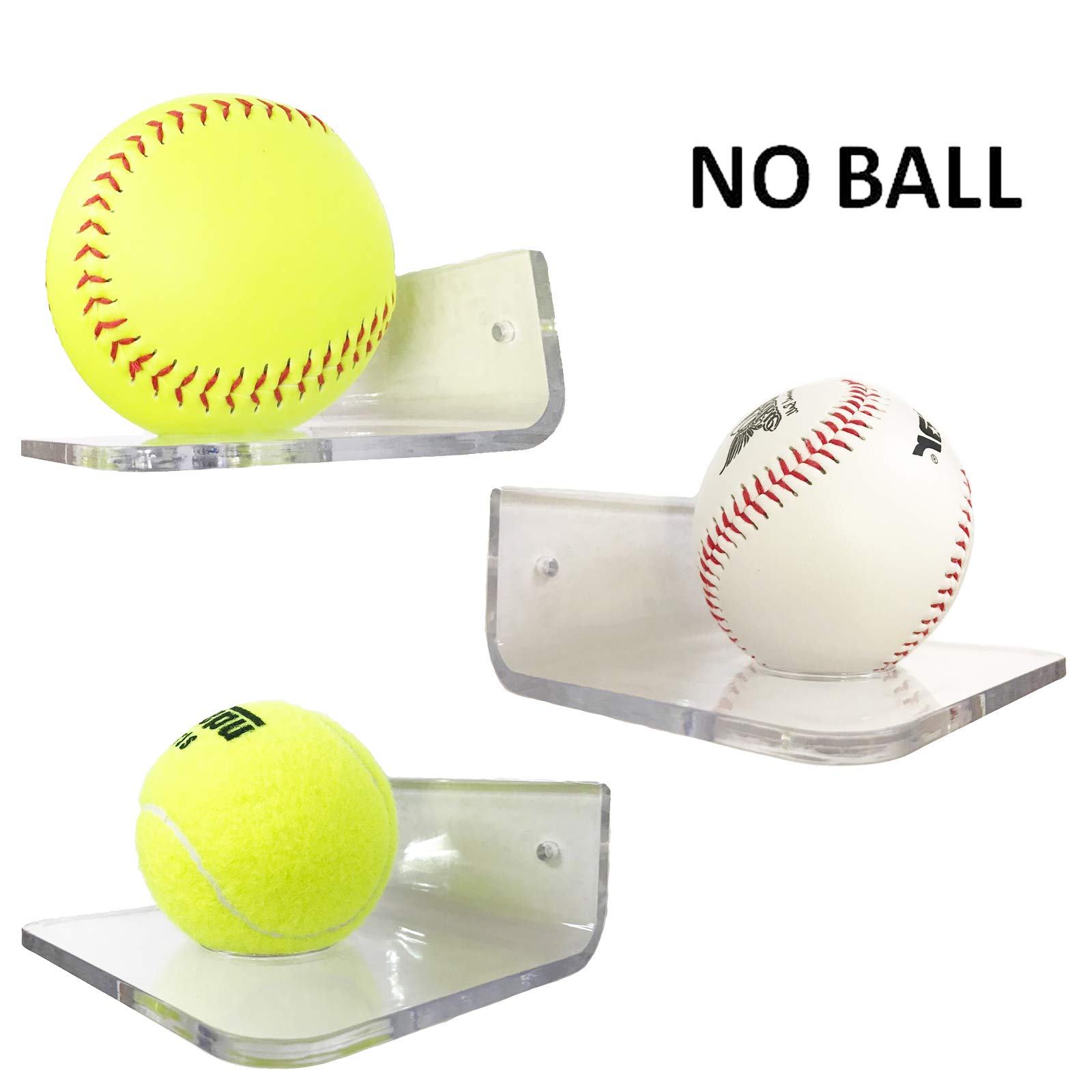 Pmsanzay Clear Acrylic Wall Mounted Baseball Holder Stand - Display & Storage Rack for Baseballs, Softballs & Tennis Balls (No Balls Included) - Perfect for Home, Garage & Sports Club Organization