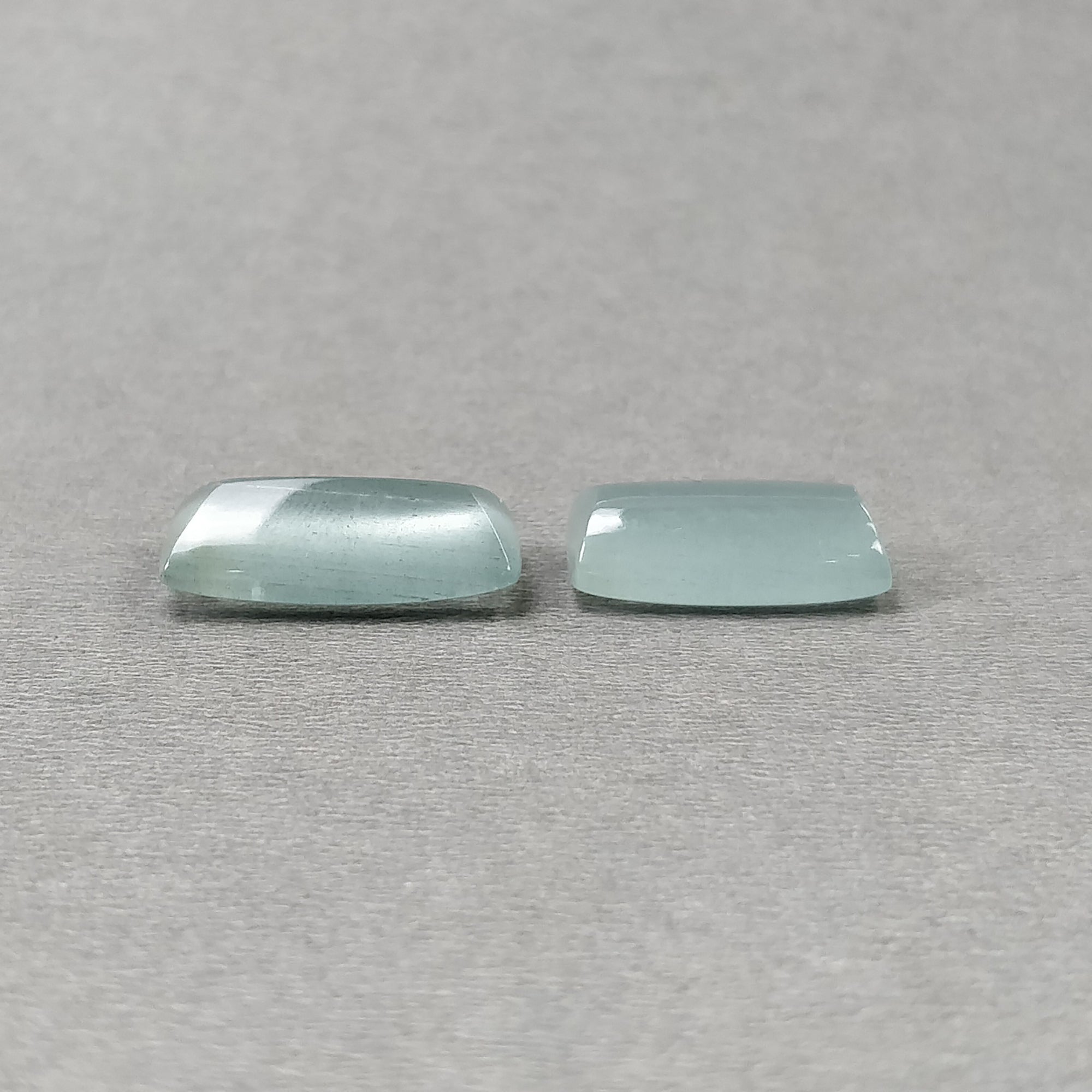 Natural Blue Aquamarine Gemstone Cabochon - 26.80cts Untreated Cushion Shape (19x11.5mm & 21.5x12mm) 2-Piece Set for Jewelry Making, Healing Crystals & Collectibles