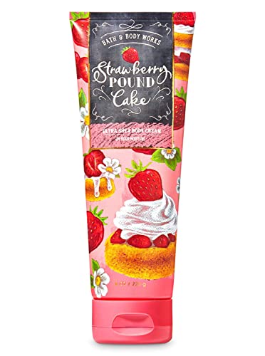 Bath and Body Works Ultra Shea Body Cream - Strawberry Pound Cake Scent, 8 oz Full Size Moisturizing Lotion for Dry Skin | Perfect for Daily Hydration, Gift Sets & Self-Care Routines