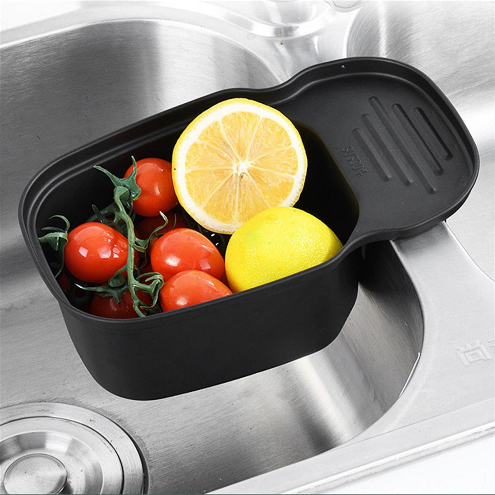 Stainless Steel Sink Colander & Drain Basket - Multi-Functional Kitchen Strainer for Washing Fruits, Vegetables, Utensils (Spoons, Forks) - Perfect for Food Prep & Dish Drying | Ideal for Home Kitchens, Restaurants, RV Camping