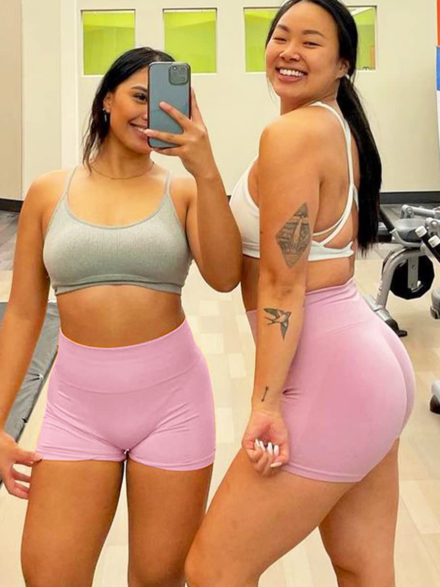 Unthewe Women's High Waisted Seamless Workout Shorts - Butt Lifting Gym & Yoga Booty Shorts for Running, Training & Fitness