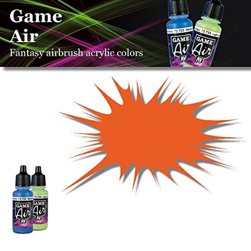 Vallejo Game Air Orange Fire Acrylic Paint - High Pigment Miniature & Model Paint for Warhammer, D&D, and Scale Models - Perfect for Airbrush and Hand Painting