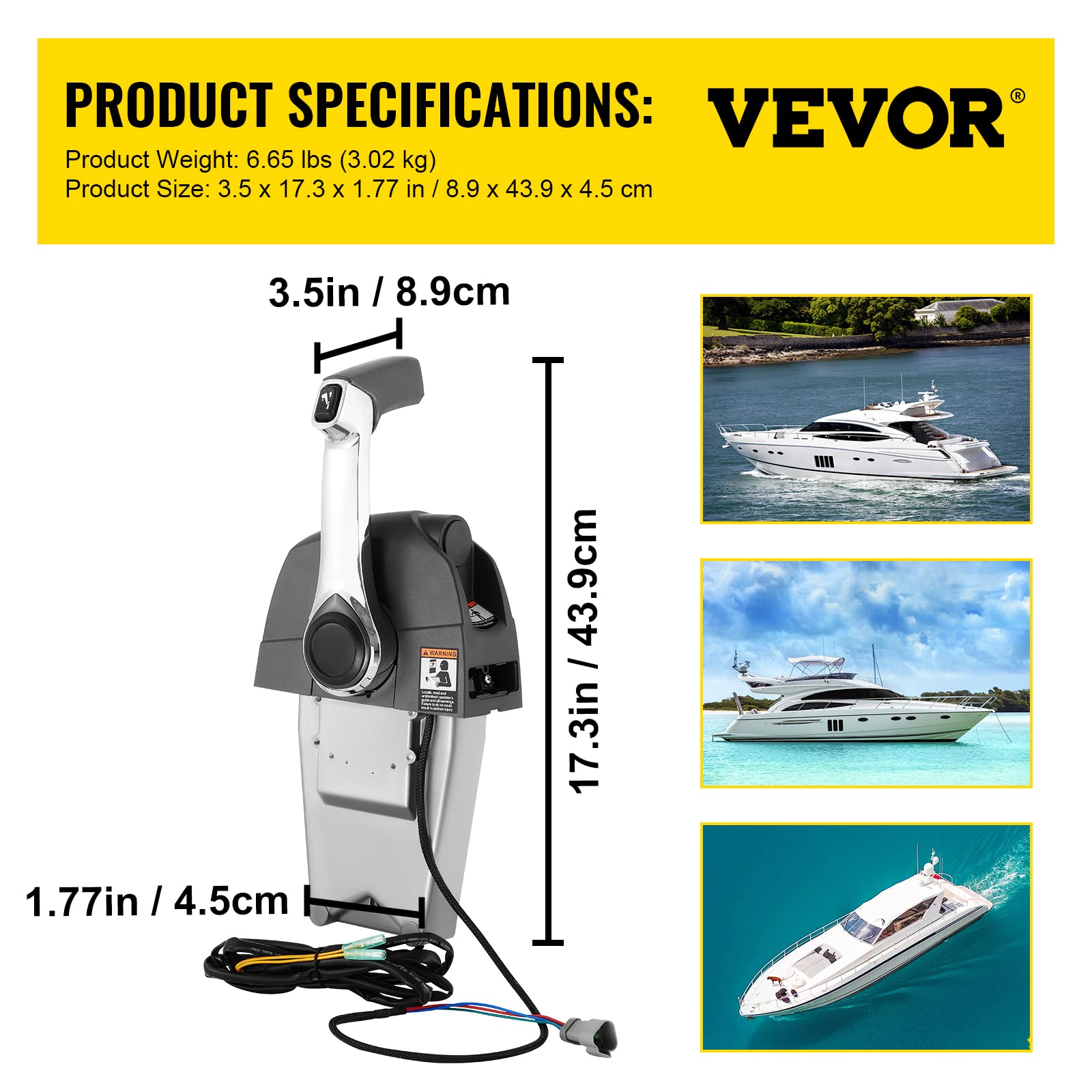 Vevor Boat Throttle Control 5006180 - Side Mount Outboard Remote Control Single Lever Binnacle with Key Switch & Lanyard for Evinrude Johnson Motors - Perfect for Marine Boating, Fishing & Water Sports