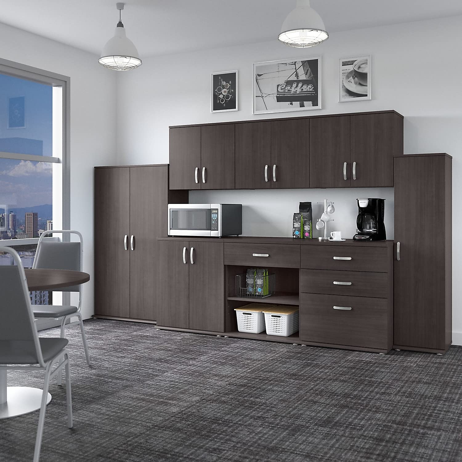 Bush Business Furniture Universal Floor Storage Cabinet with 4 Drawers - Storm Gray for Office, Home & Classroom Organization