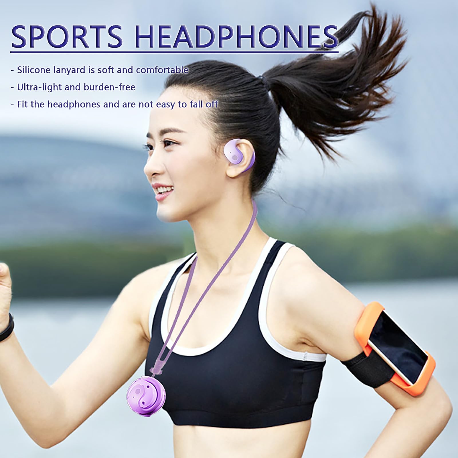 Wireless Bluetooth Earphones OWS Open Ear Hanging Headphones with Bluetooth 5.4, HiFi Stereo Sound & Noise Cancelling - Lightweight Comfortable for Running, Sports, Workouts & Daily Use (Purple)