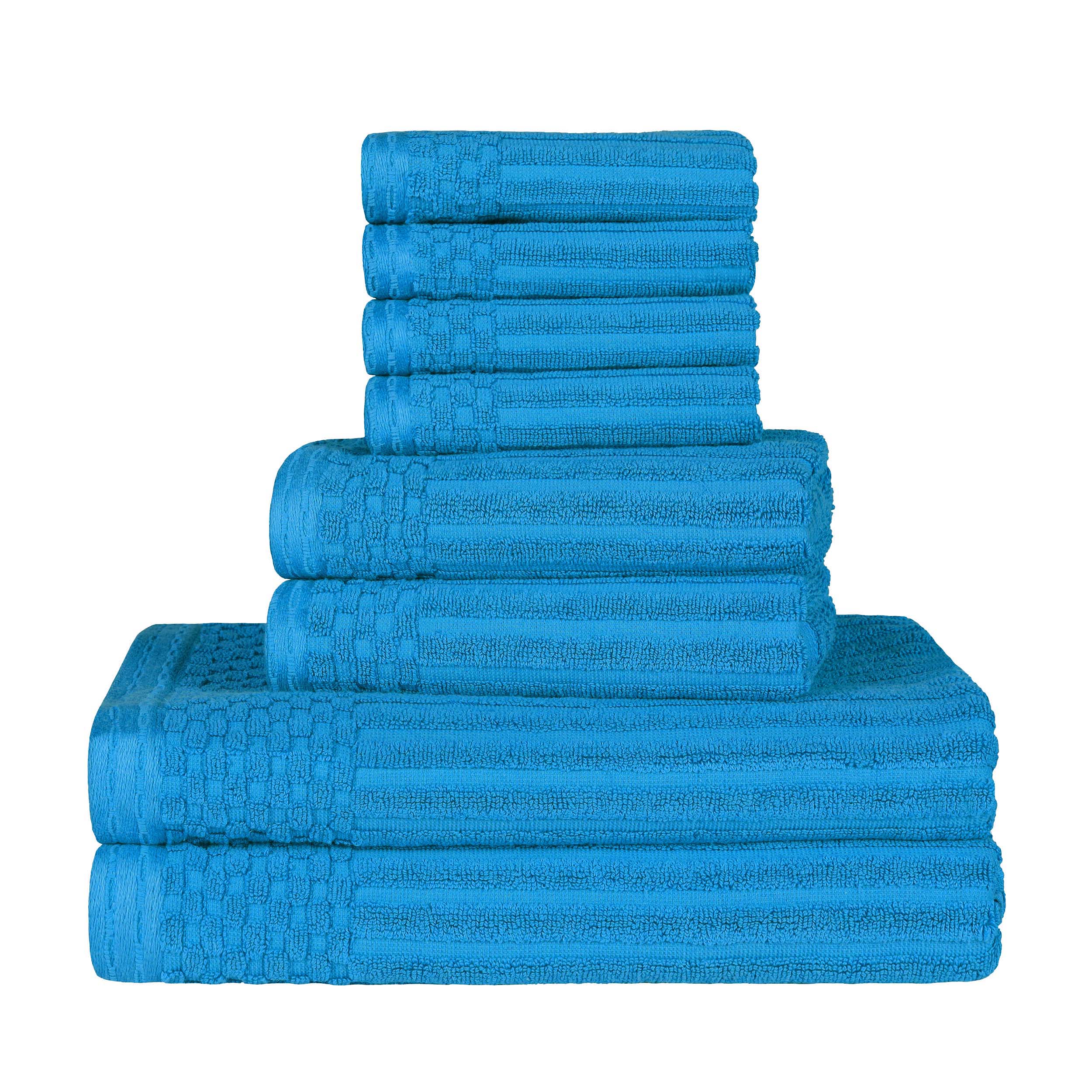 Premium 8-Piece Cotton Ribbed Towel Set - Soft, Absorbent & Medium Weight Bath Towels for Spa, Gym & Luxury Home Use