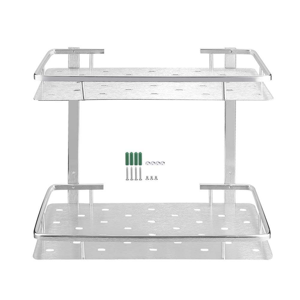 2-Tier Aluminum Shower Caddy - Wall Mounted Bathroom Storage Rack with Rust-Proof Design & No-Trace Nails - Perfect for Small Spaces, Apartment Showers & Organizing Toiletries