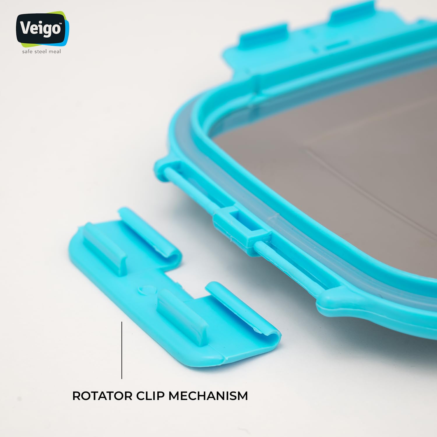 Veigo Stainless Steel Medium Snack Box 330ml - Airtight Leakproof Food Container for School, Office & Travel | Freezer & Dishwasher Safe | BPA-Free with Silicone Ring & Secure Lock | Perfect for Kids Lunch, Meal Prep & Snack Storage (Sky Blue)