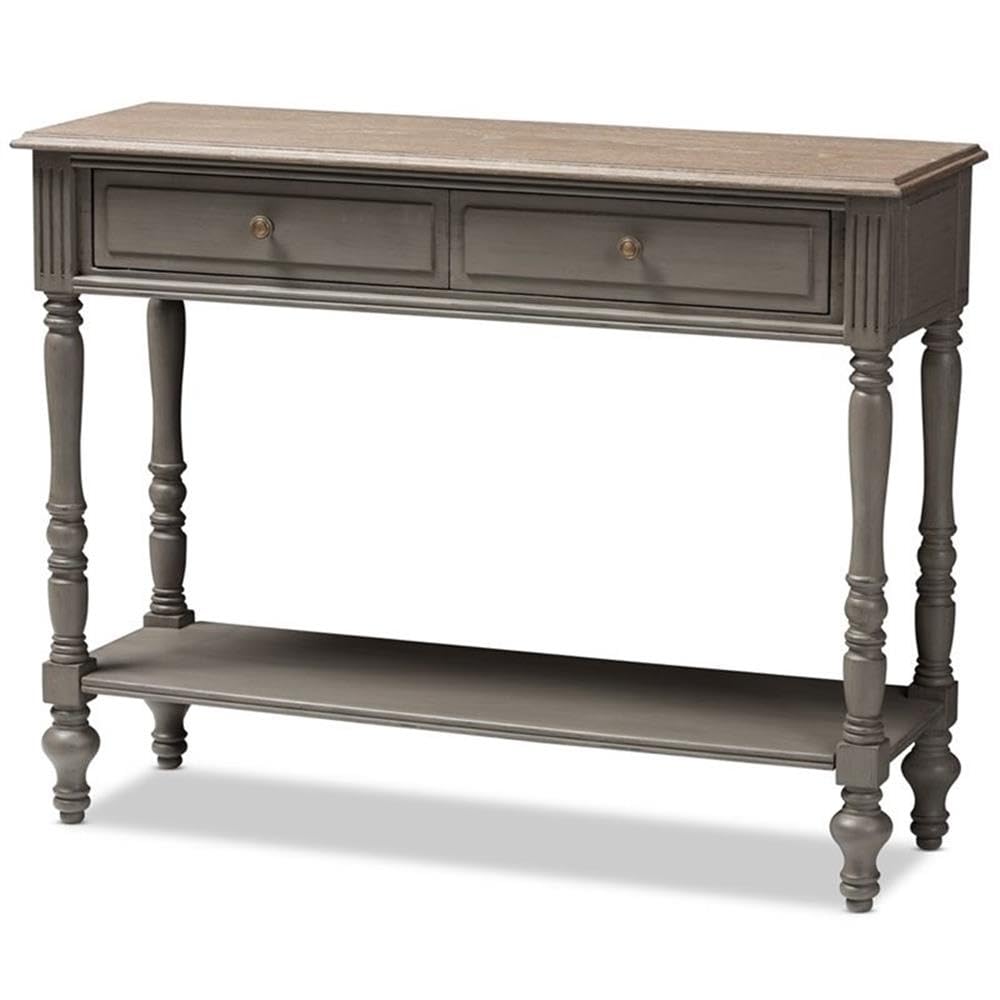 Baxton Studio Noemie 2-Drawer Brown Console Table - Entryway Sofa Table, Hallway Furniture, Living Room Storage Solution