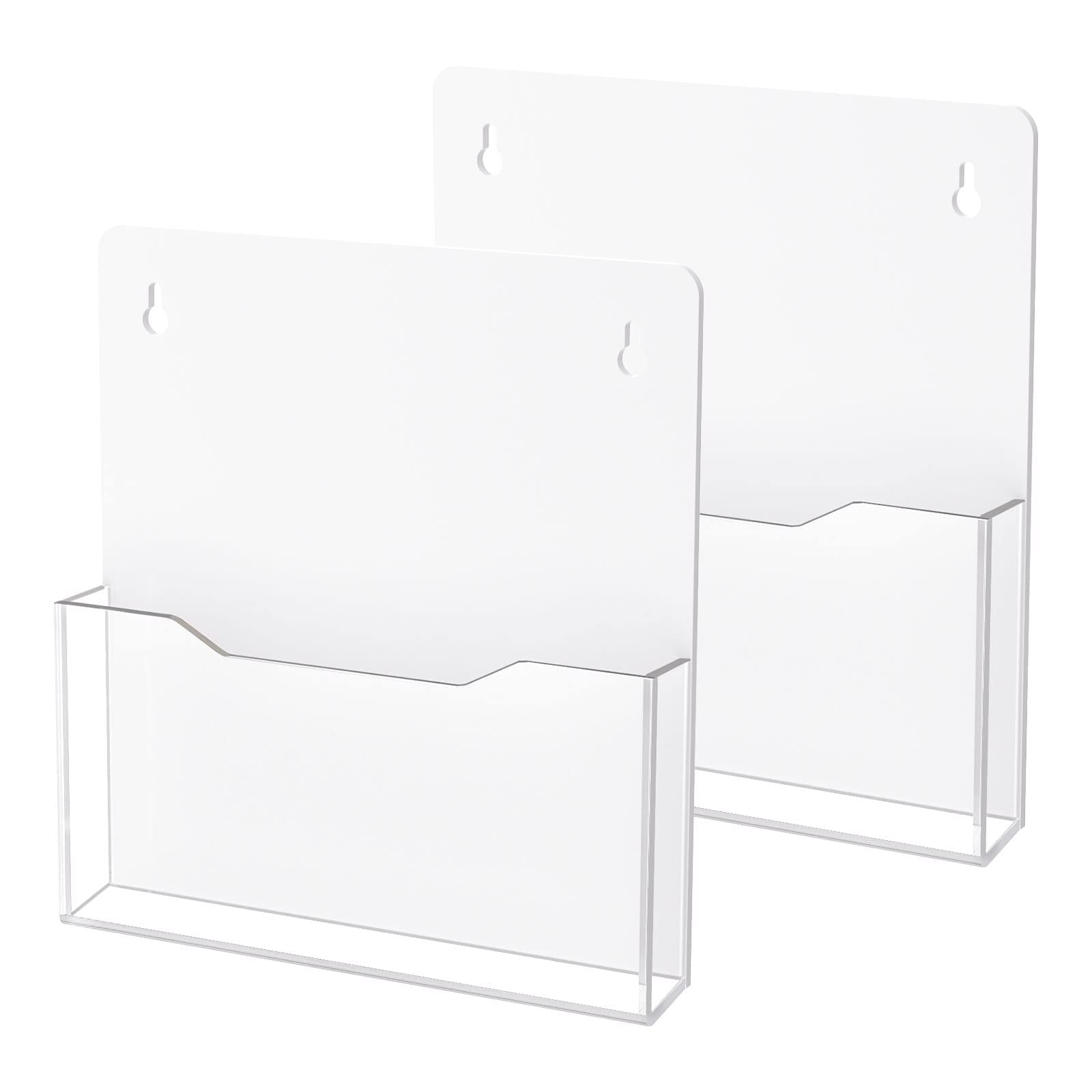 HIIMIEI Magnetic File Holder 2 Pack - Wall Mount Acrylic Hanging Organizer for Mail, Magazines & Documents - Fridge, Whiteboard & Cabinet Storage Solution - Clear (Perfect for Home Office & Kitchen Organization)