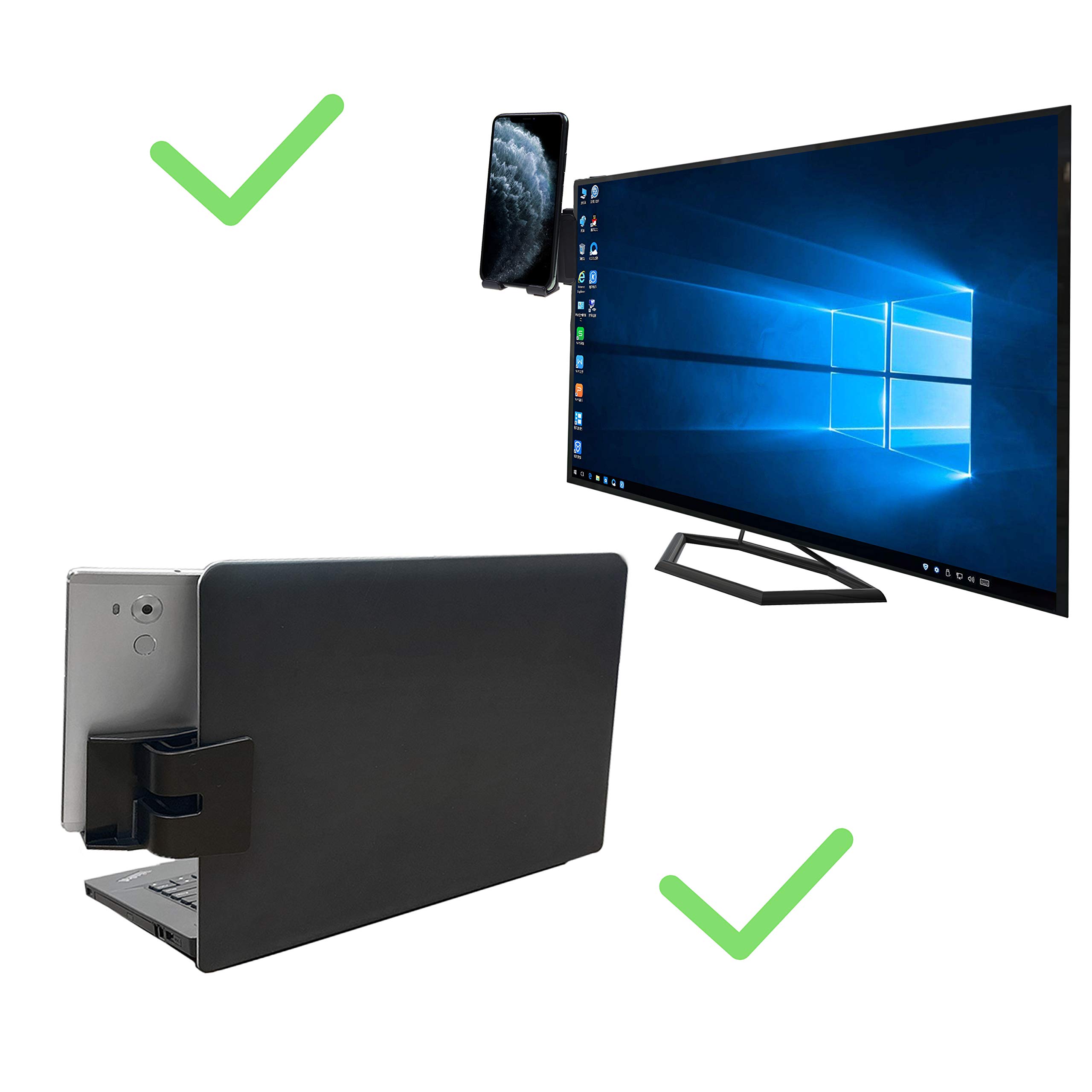 Kare Kind Adjustable Smartphone Clip-On Holder - Universal Phone Dock & Stand for Monitors & Laptops (Fits up to 25mm Thick) - Perfect for Video Calls, Online Classes & Hands-Free Viewing