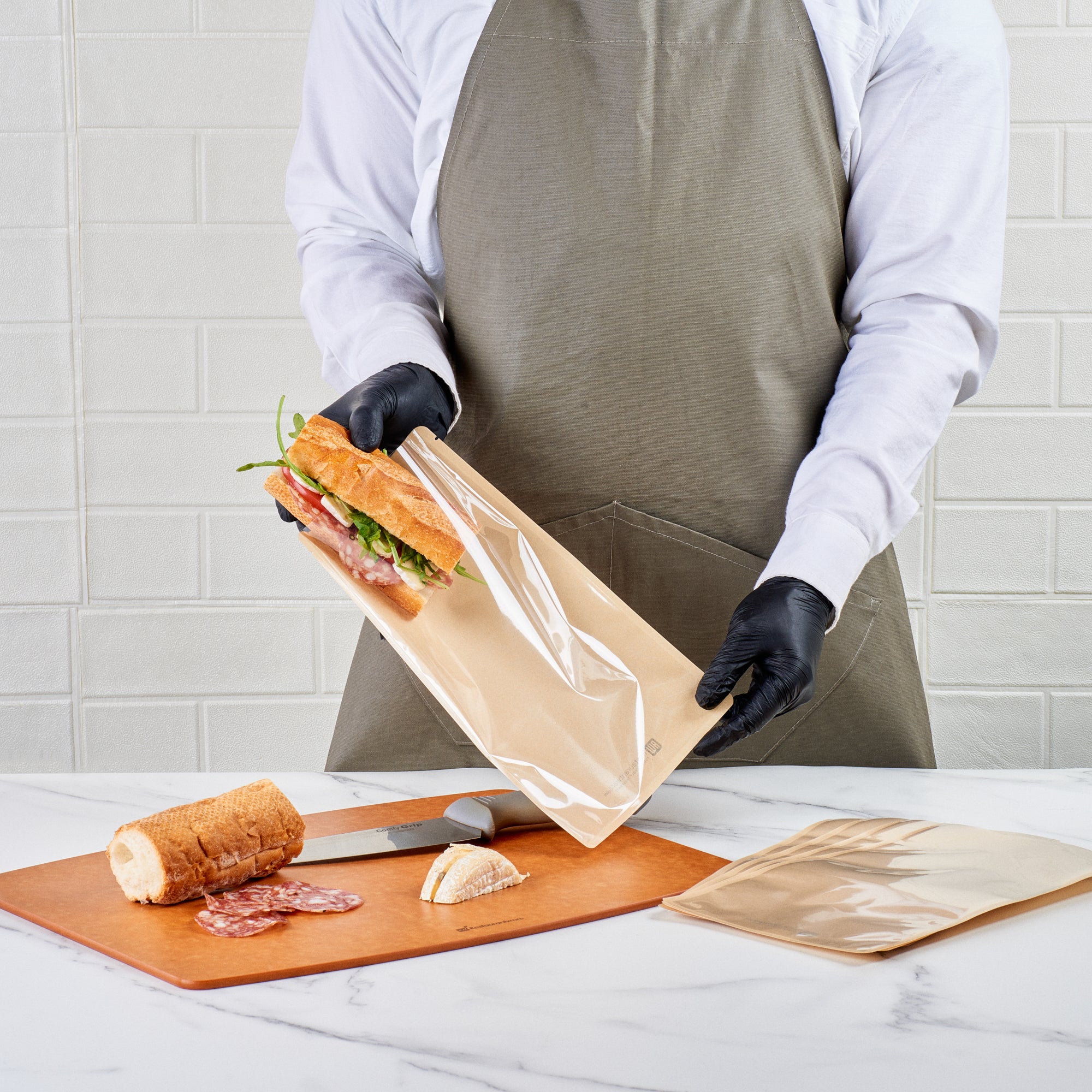 Eco-Friendly Kraft Plastic Sandwich Bags - Large Heat Sealable Food Storage (11.5