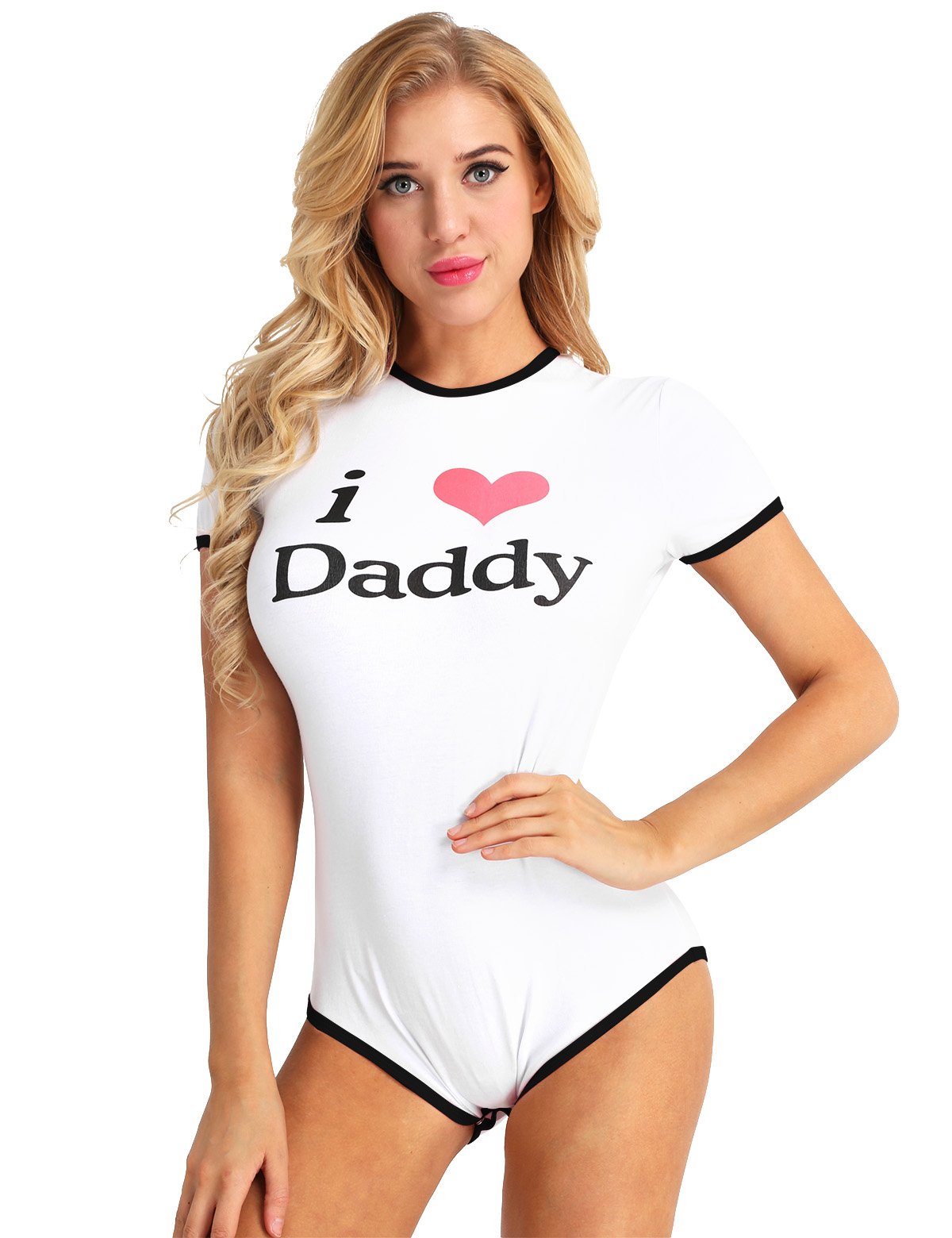 FEESHOW Women's Button Crotch Romper Bodysuit - Sexy Lingerie Pajamas with 