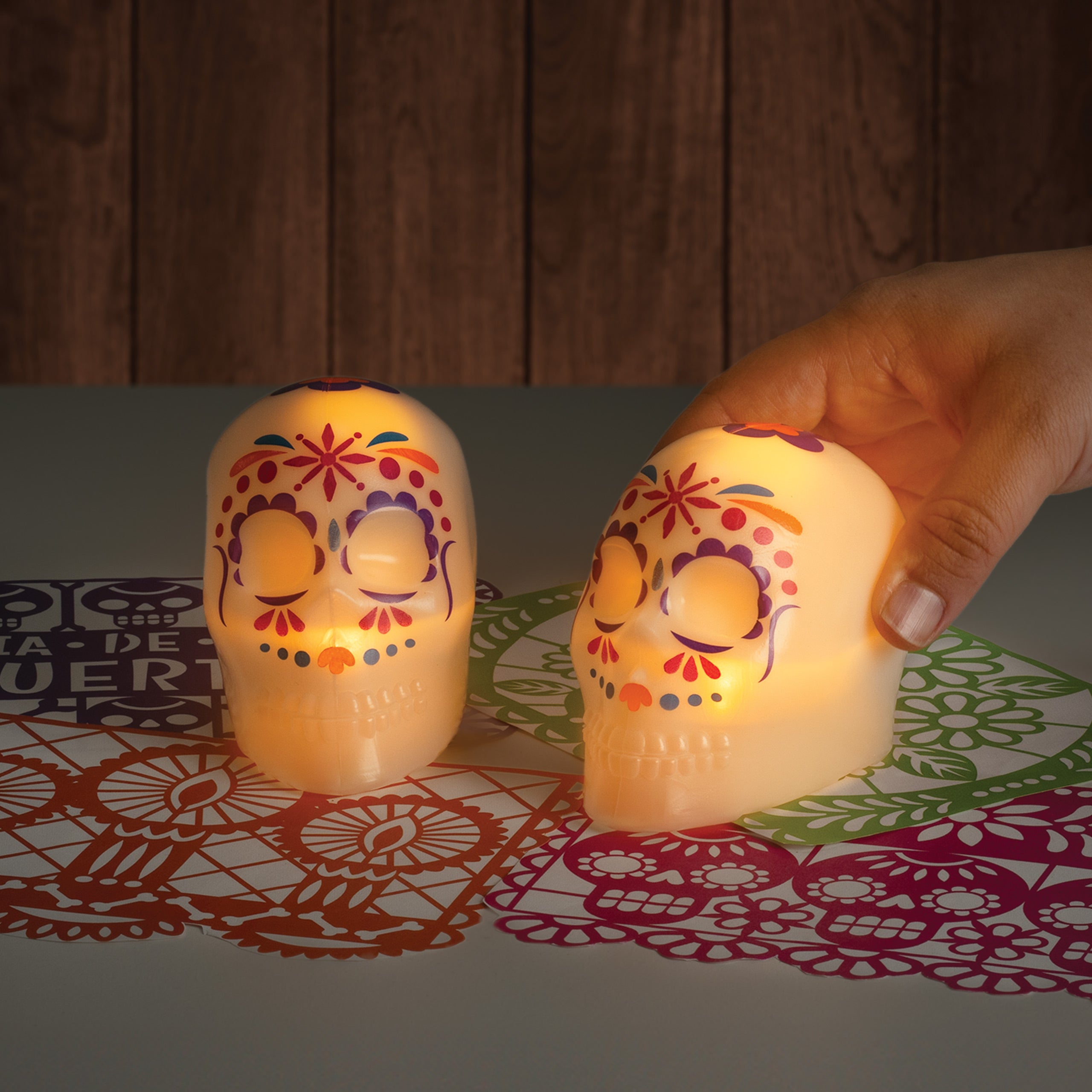 Vibrant Dia de los Muertos LED String Lights - Colorful Mexican Sugar Skull Party Decor for Halloween, Day of the Dead Festival & Home Celebration