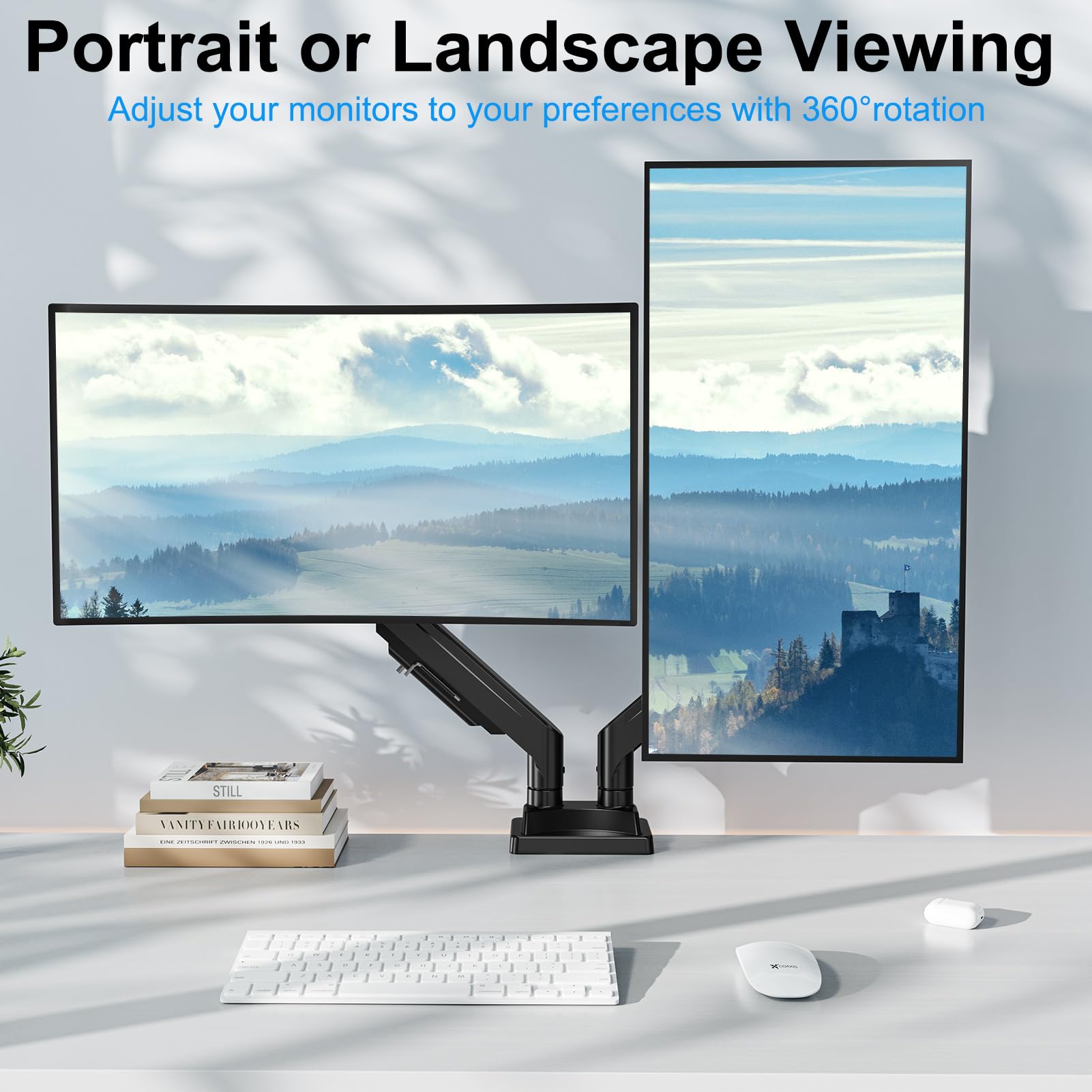Dual Monitor Stand for 43 Inch Screens - Heavy Duty Ultrawide Monitor Arm Holds 33lbs Each, Adjustable Gas Spring VESA Mount for 2 Monitors - Perfect for Home Office, Gaming Setup & Workstation
