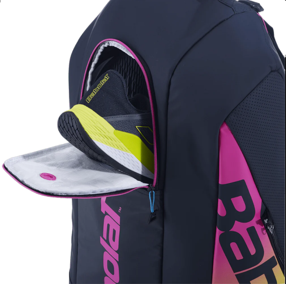 Babolat Pure Aero Rafa 6 Pack Tennis Racquet Bag - Black/Yellow/Pink | Premium Tennis Gear for Players & Coaches | Perfect for Tournaments, Training & Travel