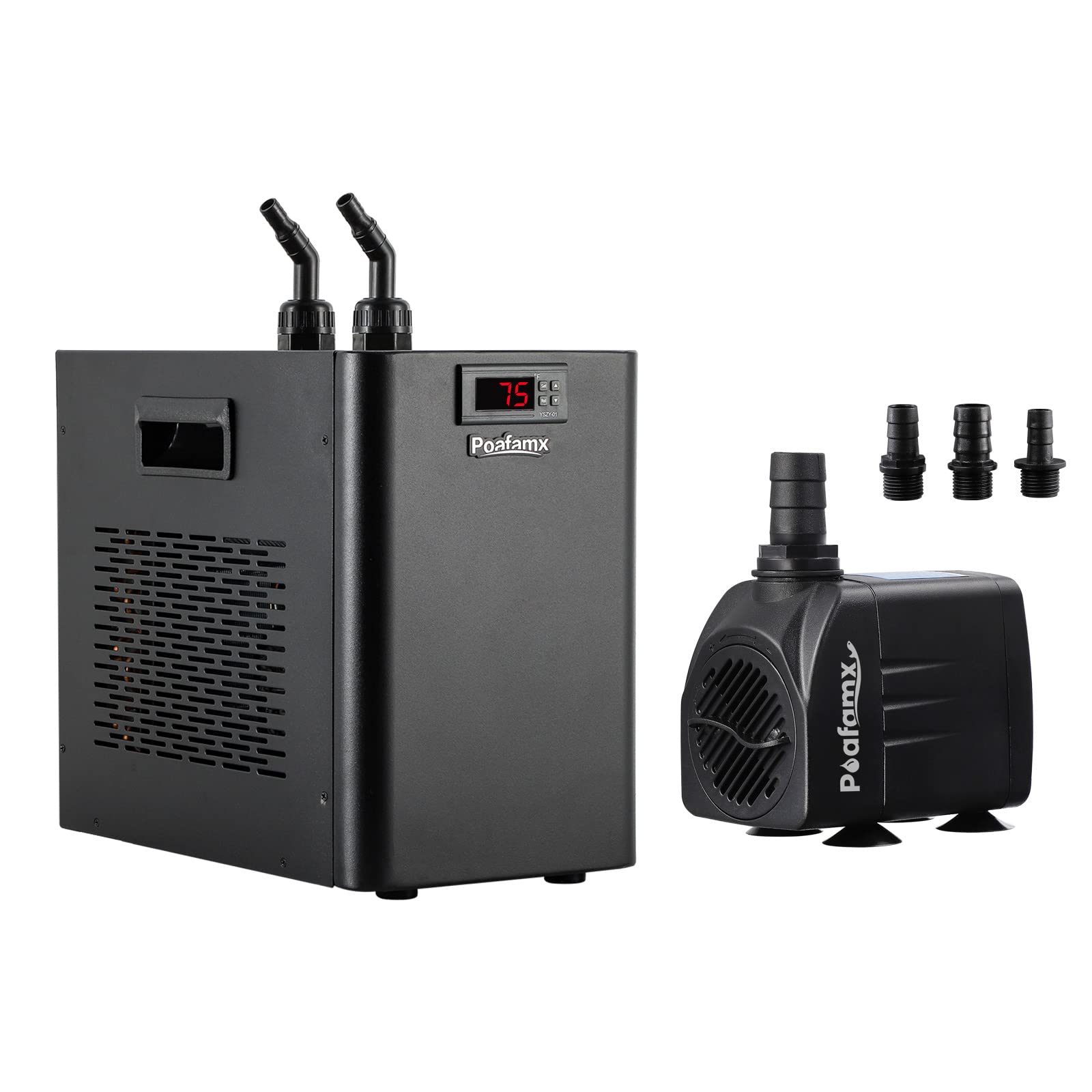 Poafamx 42 Gallon Aquarium Chiller with 550GPH Submersible Water Pump & 7.2FT High Lift - Save $8 | Perfect for Saltwater & Freshwater Fish Tanks, Hydroponics & Aquaponics Systems