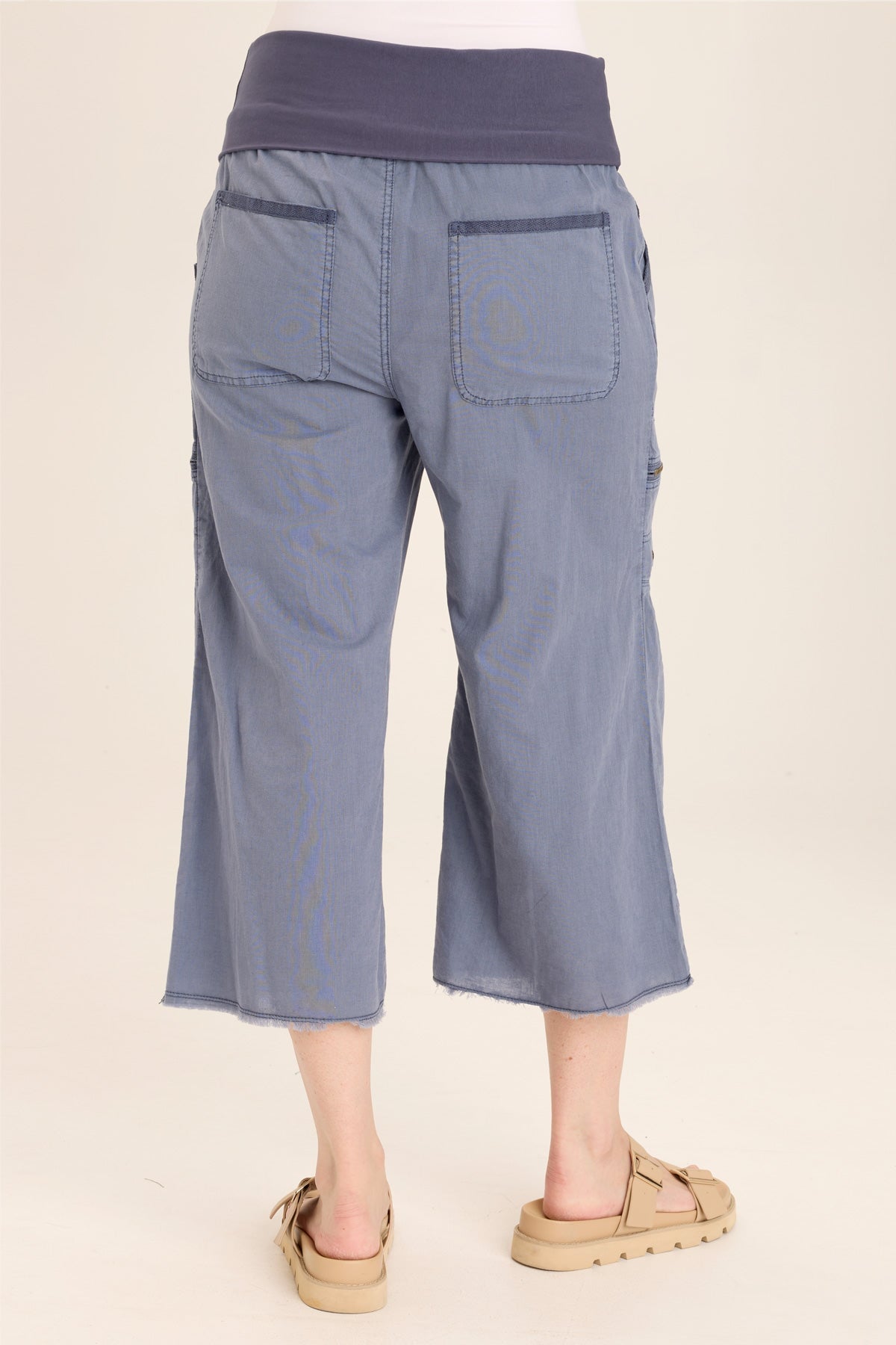 Pasqual Cotton Linen Flowy Cargo Crop Pants - Women's High Waisted Relaxed Fit Summer Casual Trousers for Travel, Beach & Street Style