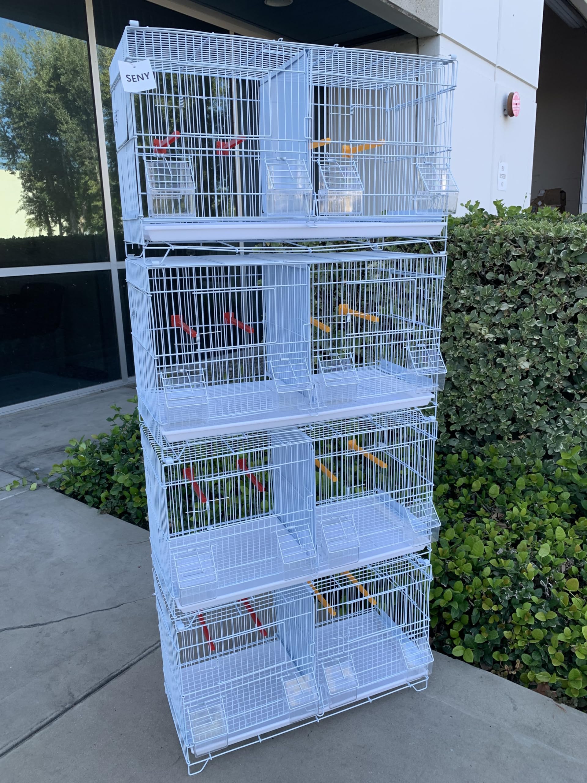 Seny 4-Piece Stackable Breeding Bird Cage Set for Canaries, Finches & Small Birds - White | Perfect for Home Aviary, Pet Store Display & Backyard Bird Breeding