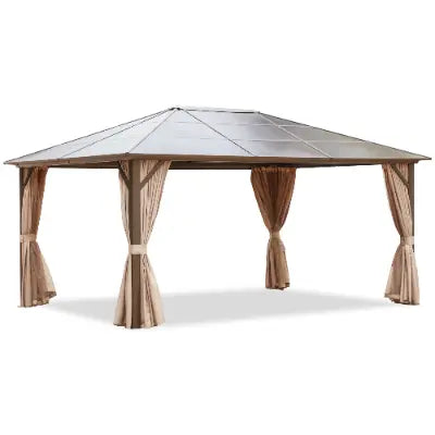 EROMMY 12' x 16' Hardtop Gazebo with Polycarbonate Roof & Aluminum Frame - Permanent Outdoor Pavilion for Patio, Garden, Backyard Sunshade & Rain Shelter
