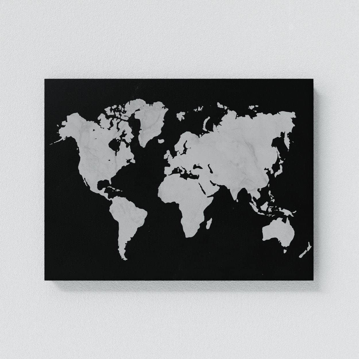 Modern Abstract World Map Canvas Art - Large 40x30 Inch Marble Travel Print for Home & Office Decor | Wall Painting Poster for Living Room, Bedroom & Study