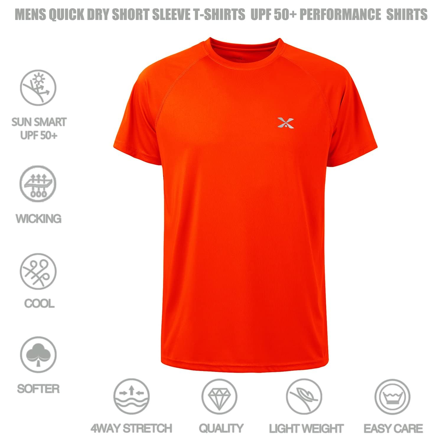 **Men's Lightweight UPF 50+ Short Sleeve T-Shirt - Athletic Dry Fit Workout Shirt for Running, Gym & Outdoor Activities**