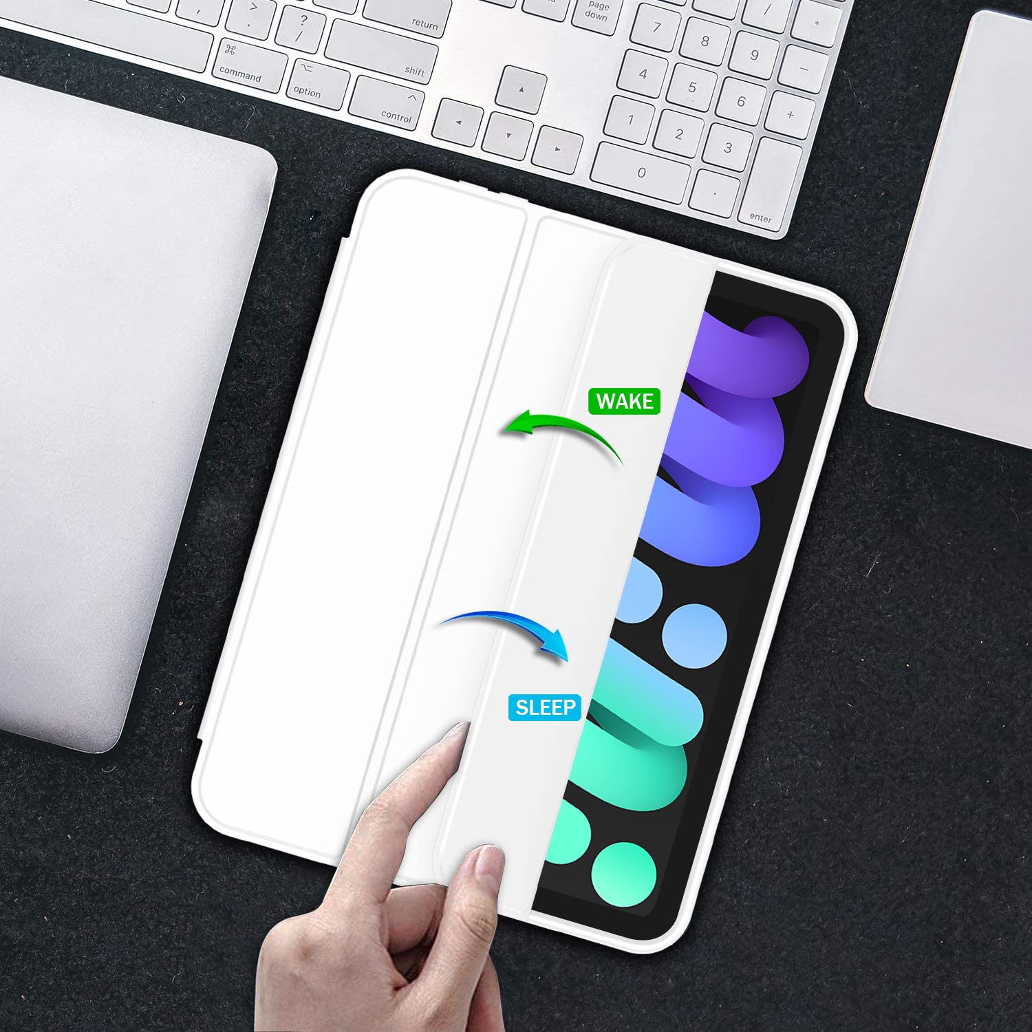 iPad Mini 7 Case 2024 (A17 Pro) & iPad Mini 6 Case (8.3-Inch 2021 Model) - Premium Trifold Stand Smart Cover with Pencil Holder & Soft TPU Back - Compatible with iPad Mini 7th/6th Generation - Perfect for Work, Travel & Home Use (White)