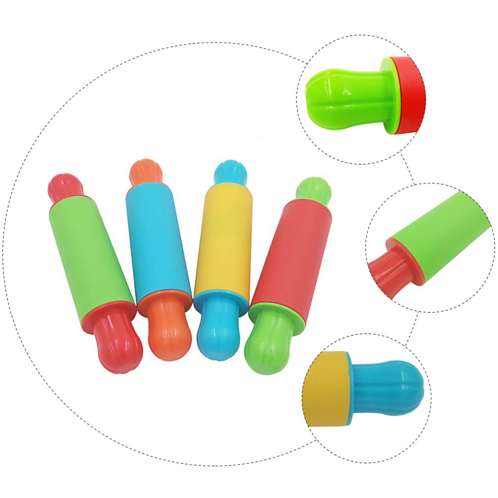 4PCS Soft Clay Rolling Pin Set - Plasticine Dough Modeling Roller Sticks for Kids - Playdough Tools Kit for Children's Art & Craft - Perfect for Playdough, Polymer Clay, and DIY Modeling Projects