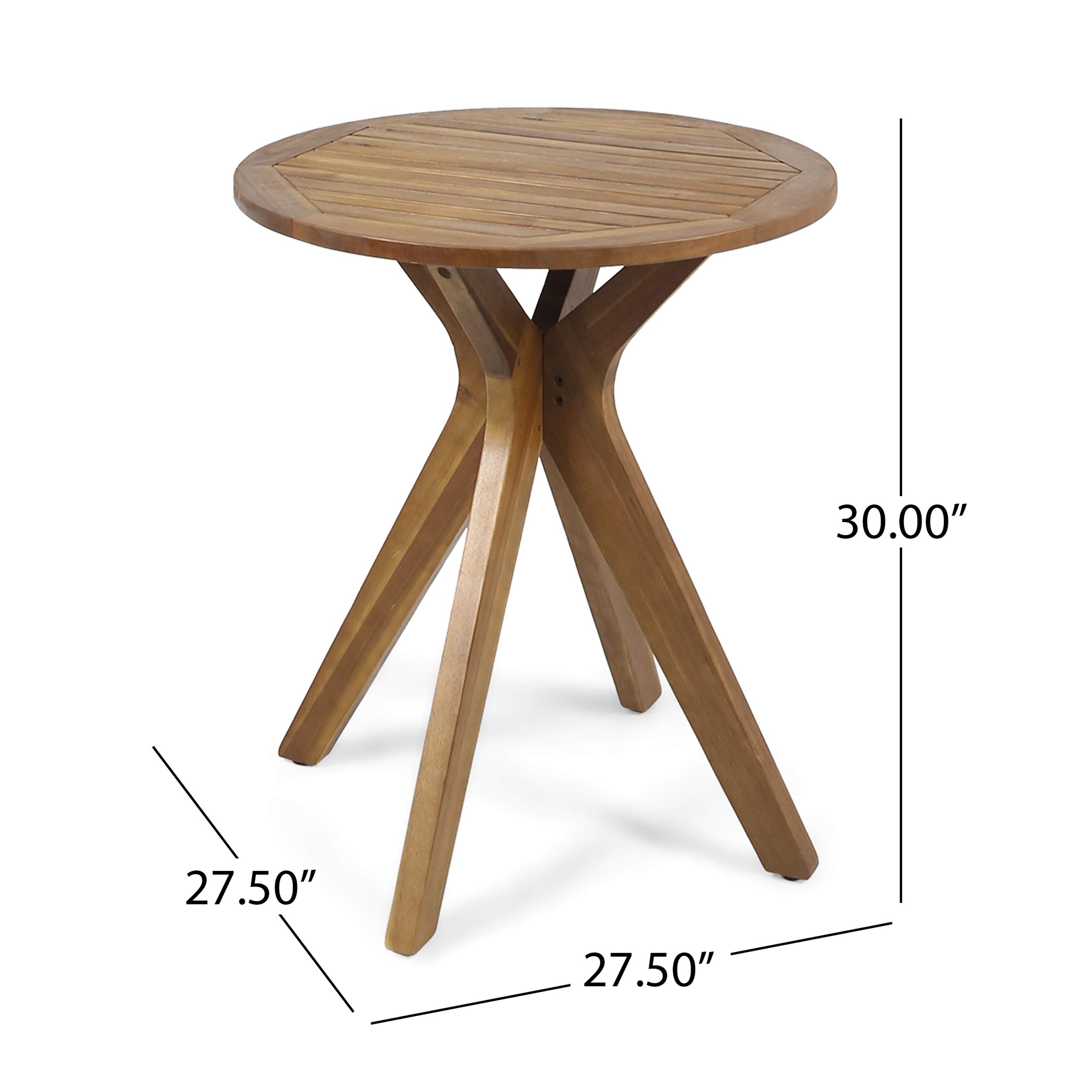 Premium Acacia Wood Outdoor Bistro Table with X-Leg Design - Weather-Resistant Teak Finish - Perfect for Patio, Garden & Backyard Dining