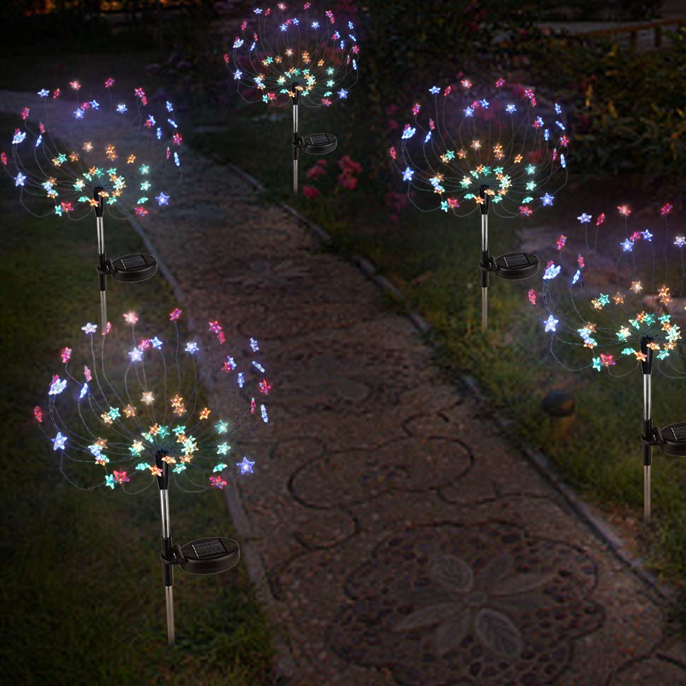 ETL Certified DIY Solar Garden Lights - Waterproof Color Changing LED Solar Flowers & Stars for Outdoor Pathway, Lawn, Walkway, Patio & Yard (2 Pack) | Perfect for Landscape Lighting, Garden Decoration & Nighttime Safety