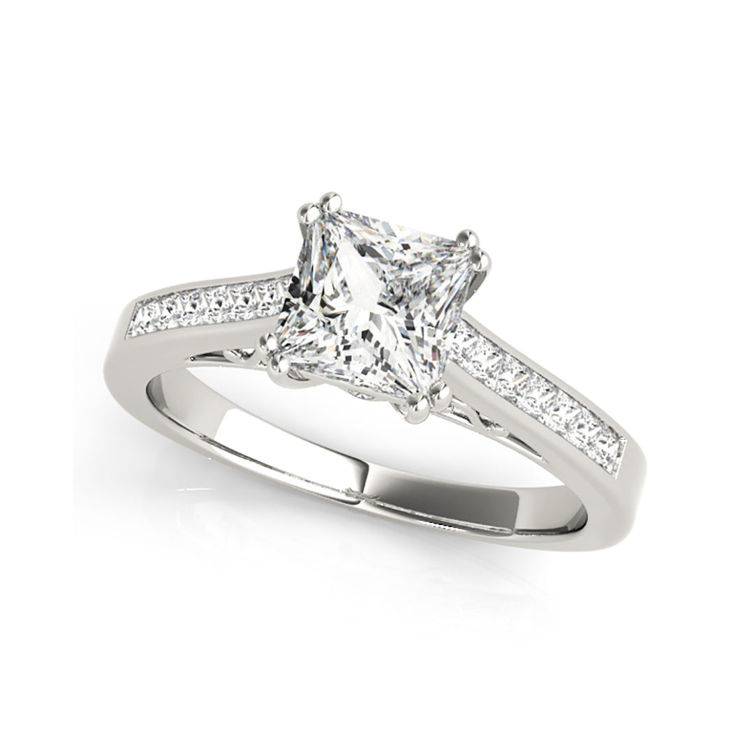 Elegant Double Prong Princess Cut Solitaire Diamond Engagement Ring with Channel Set Accent (0.68 CTW) - Perfect for Proposals, Anniversaries & Wedding Bands