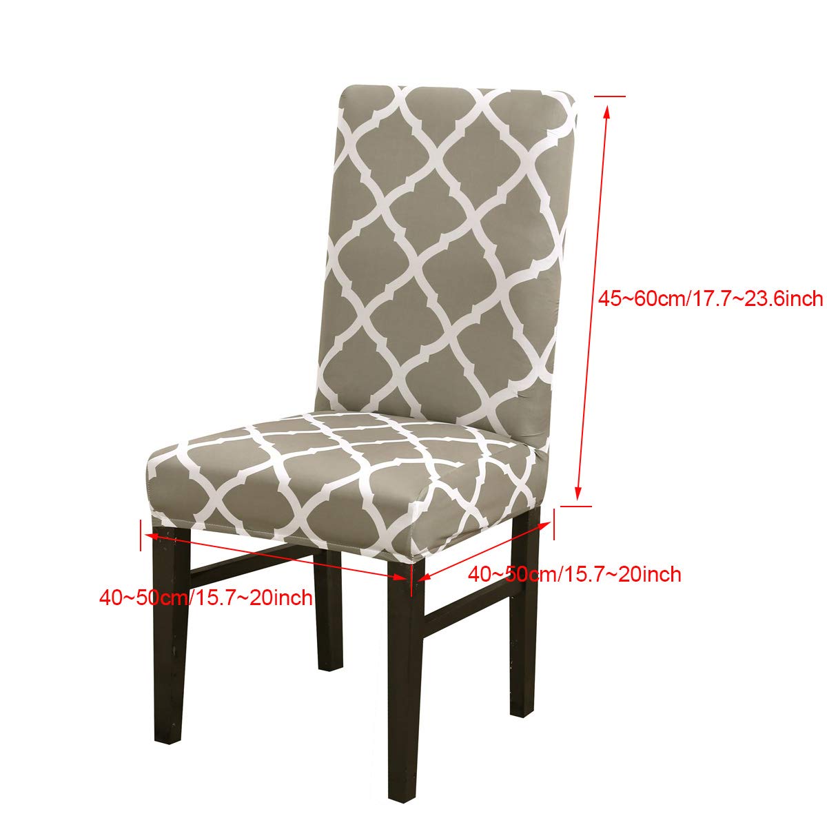TOPCHANCES 6-Pack Stretch Spandex Chair Covers - Elastic Dining Seat Slipcovers with Geometric Pattern for Weddings, Banquets & Hotels (Grey Green) - Washable Protective Covers for Home & Event Decor