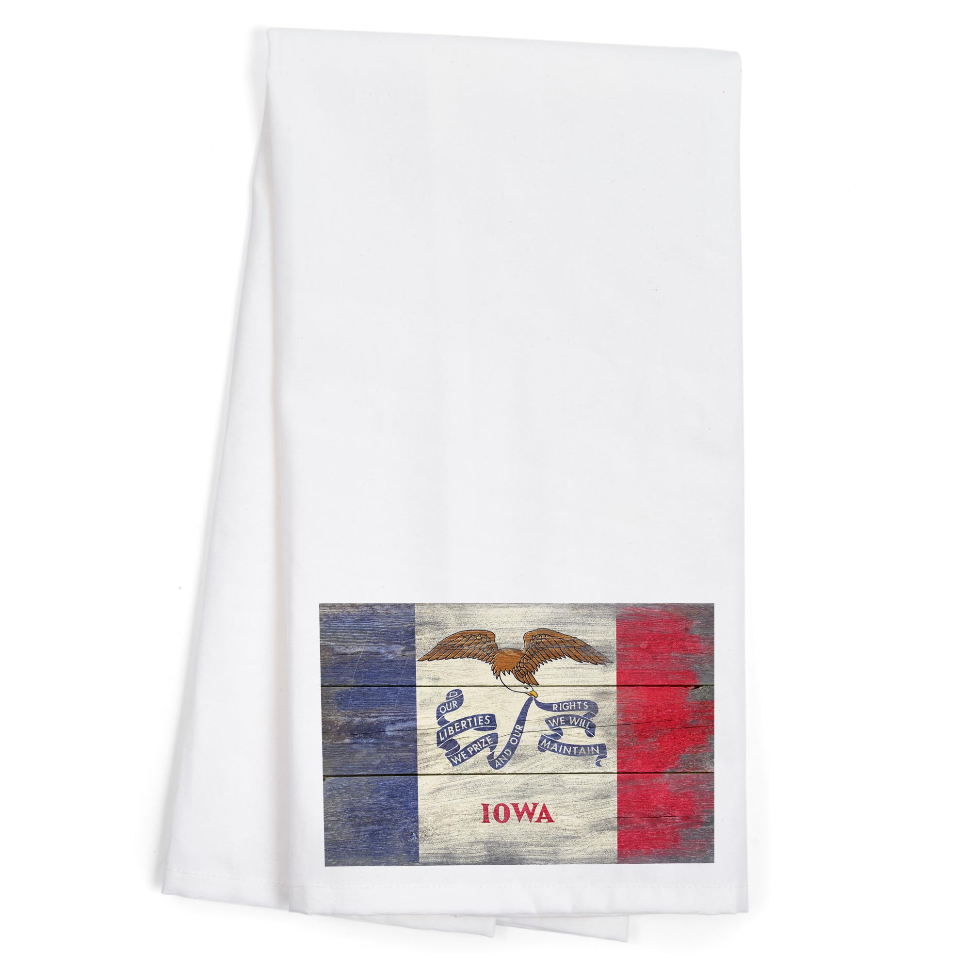 Lantern Press Rustic Iowa State Flag - 100% Cotton Tea Towel & Decorative Hand Towel for Kitchen, Home Decor | Perfect for Farmhouse Style, Gifts & American Pride Displays