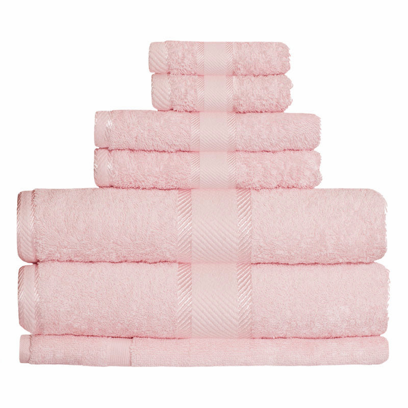 Premium 100% Cotton Baby Pink Bath Towel Set - 7pc Ultra Soft & Absorbent Towels for Bath, Spa, and Nursery | Gentle on Skin, Perfect for Babies & Kids