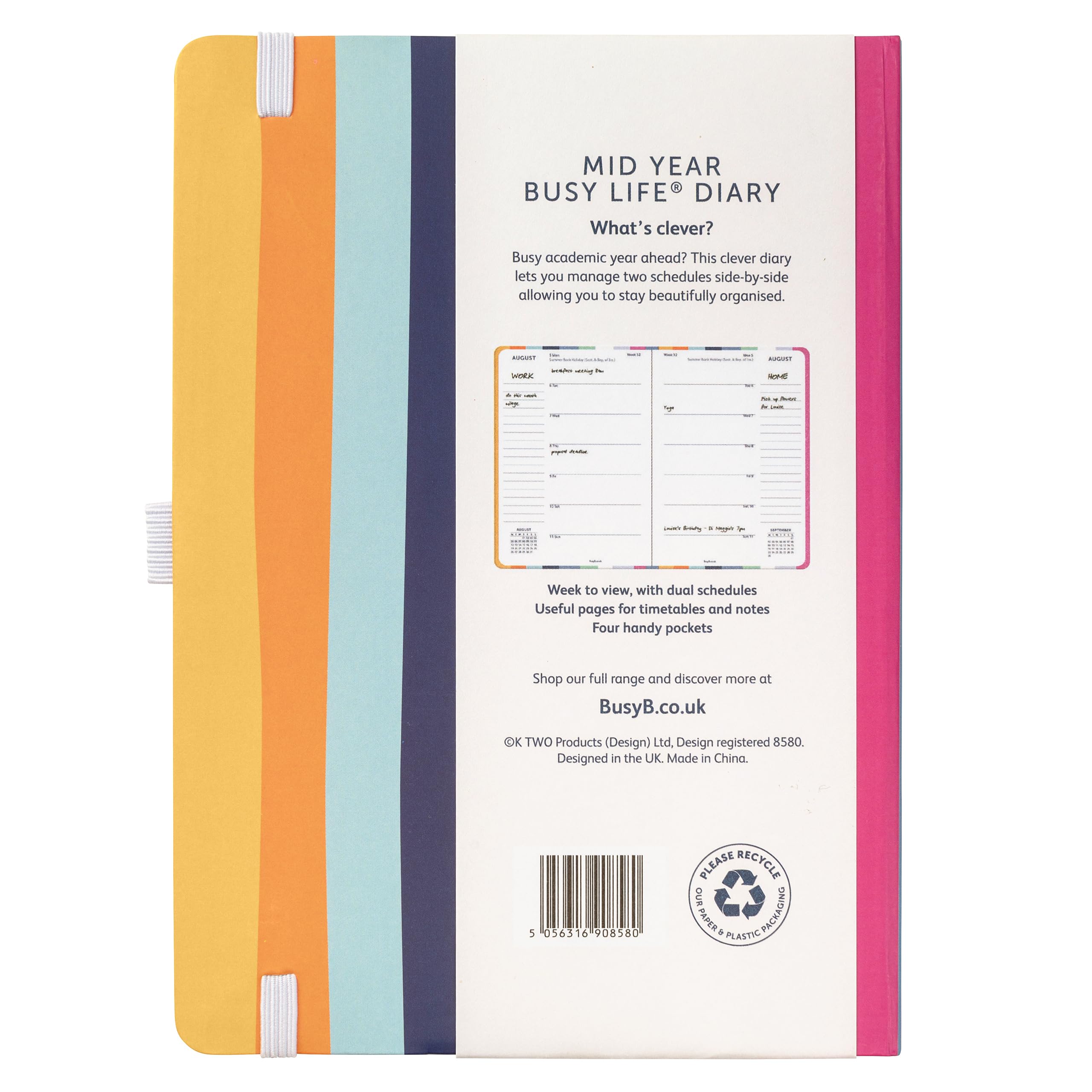 Busy B 2024-2025 Academic Planner - August 2024 to August 2025 Weekly Diary with Pen Holder, Elastic Closure & Storage Pockets | Perfect for Students, Teachers & Professionals | Stay Organized for School, Work & Daily Life