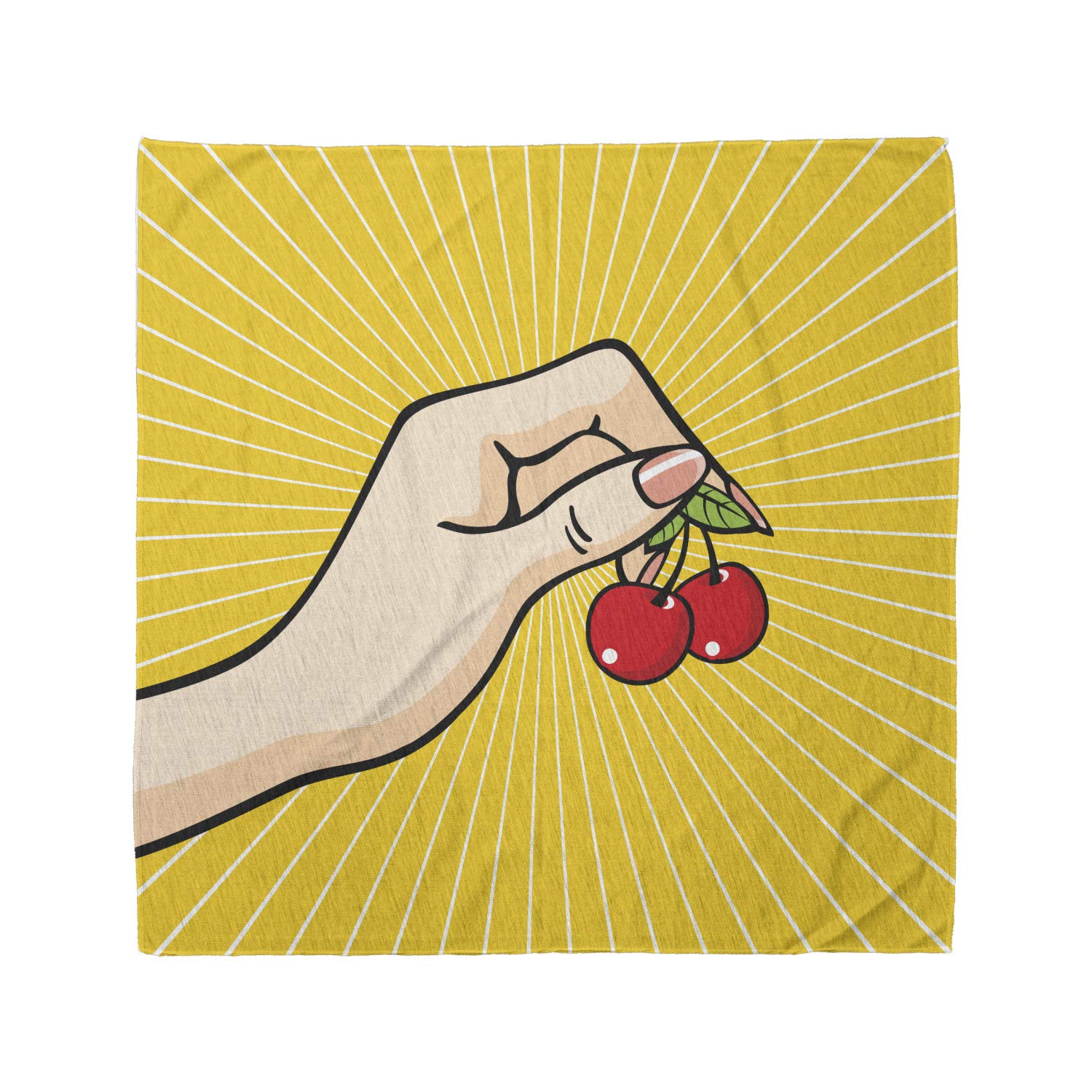 Ambesonne Fruit Bandana - Retro Pop Art Cherries Design, Unisex Head & Neck Scarf for Men & Women - Perfect for Outdoor Activities, Music Festivals & Summer Fashion
