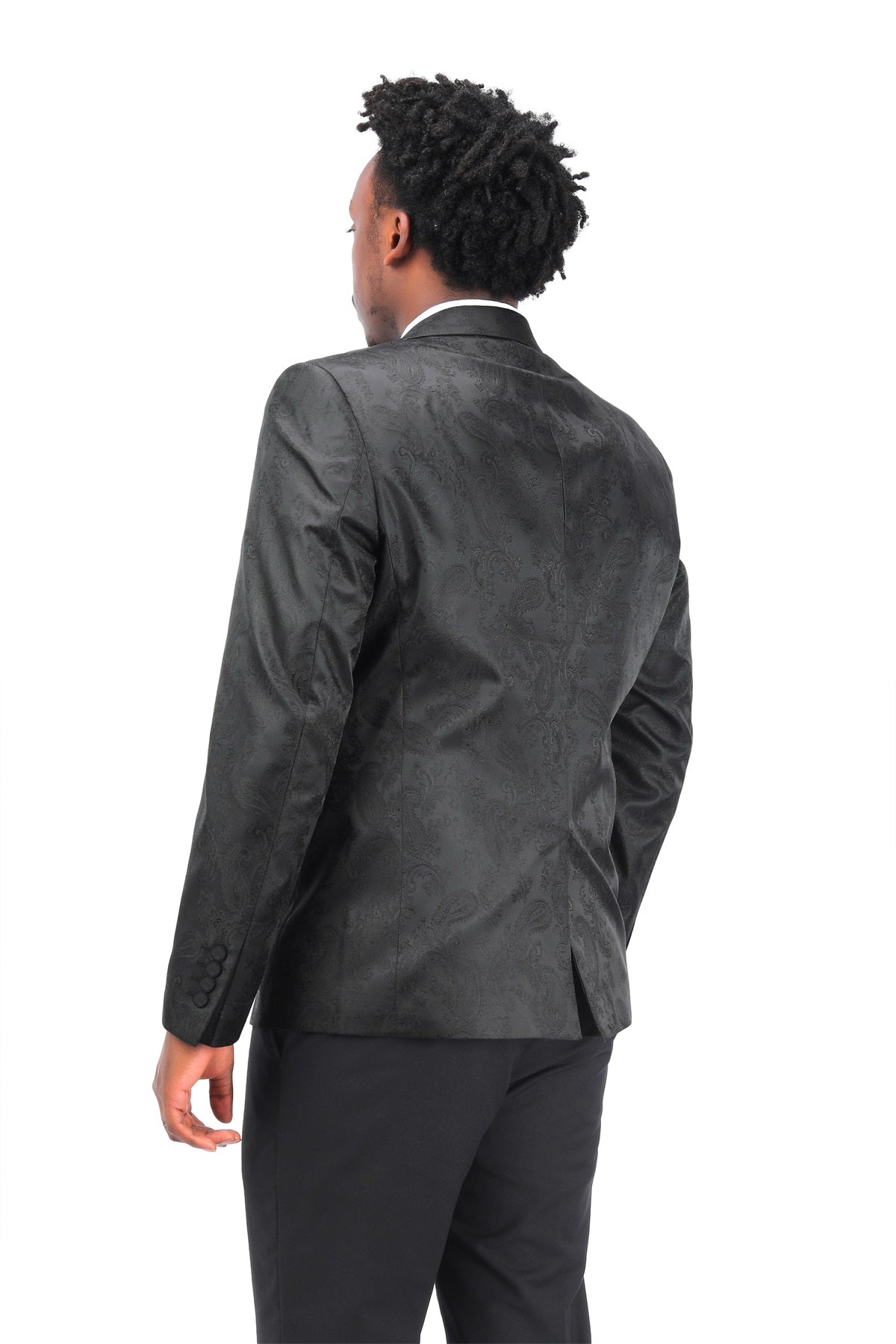 Men's Slim Fit Dark Pattern Single Button Blazer Jacket - Black | Formal & Business Attire for Office, Weddings & Special Events
