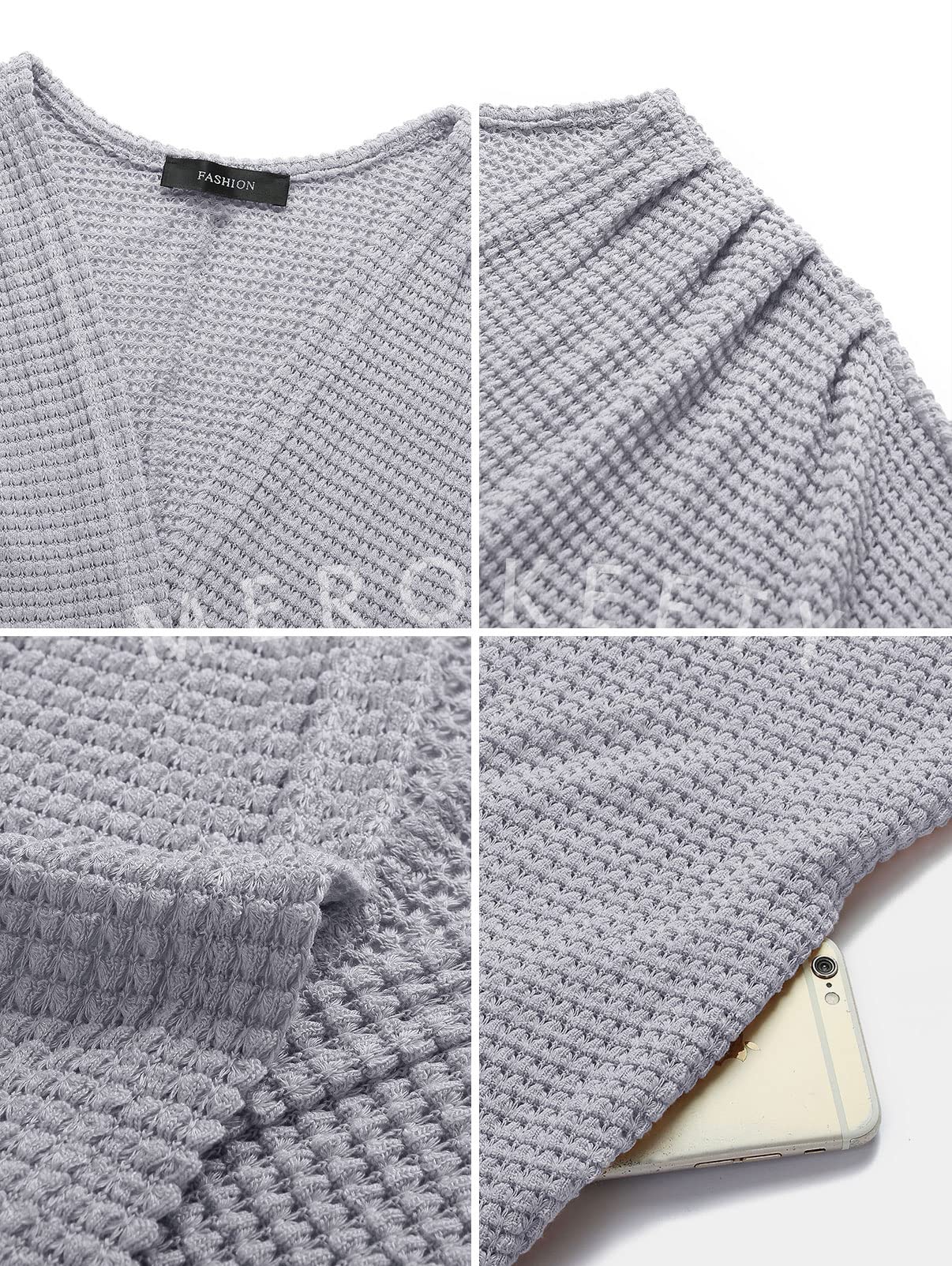 MEROKEETY Women's 2025 Fall Waffle Knit Batwing Long Sleeve Cardigan - Loose Open Front Sweater Coat for Casual Outfits & Layering in Cool Weather