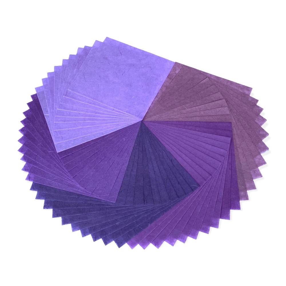 50 Sheets 6x6 Inch Natural Mulberry Paper for Origami, DIY Crafts, Scrapbooking & Card Making - Eco-Friendly Square Folding Paper in Lavender Tone - Perfect for Gift Wrapping, Home Decor & Art Projects