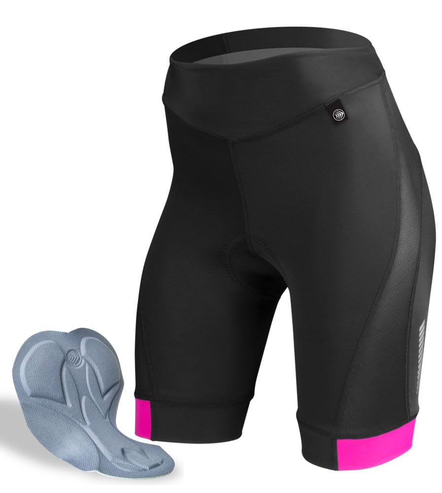 Women's Elite Padded Cycling Shorts - Premium Long Distance Biking Shorts for Women - High Waist Breathable Bike Shorts - Made in USA - Perfect for Road Cycling, Spinning Class & Outdoor Workouts