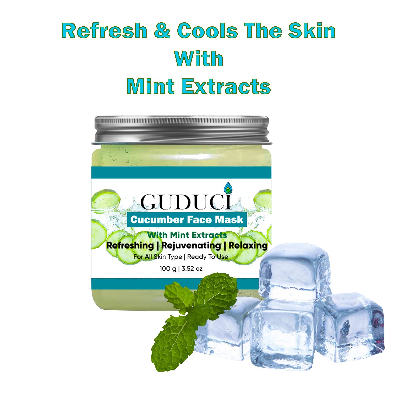 Guduci D Tan Removal Face Pack with Cucumber & Mint Extracts - Brightening Treatment for Acne, Pimples, Dark Spots | Calming & Lightening Facial Mask for Men & Women | Perfect for Daily Skincare & Post-Sun Care