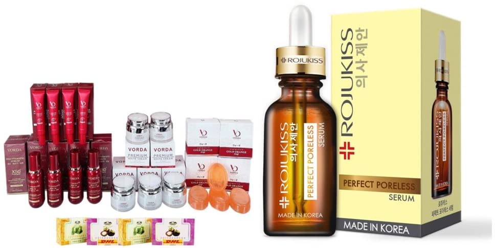 Premium VORDA G-6772 17-Piece Lifting & Poreless Skincare Set with Rojukiss Serum (30ml) - Anti-Aging Cream & Beauty Treatment for Glowing Skin - DHL Express Shipping - Perfect for Daily Skincare Routine & Spa Nights