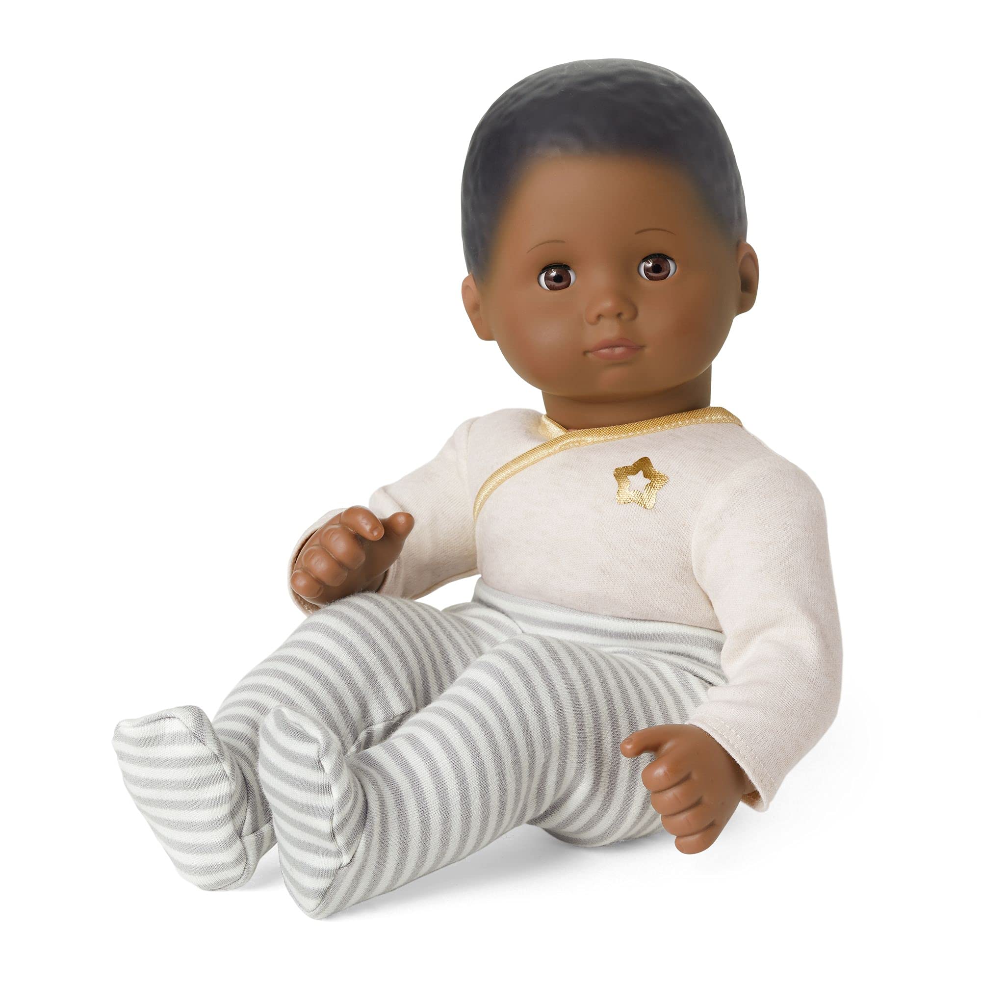 American Girl Bitty Baby Doll #1 - Cloud Grey with Brown Eyes, Black Hair & Light-Medium Skin | Realistic Baby Doll for Kids | Perfect for Pretend Play, Gift Giving & Collecting